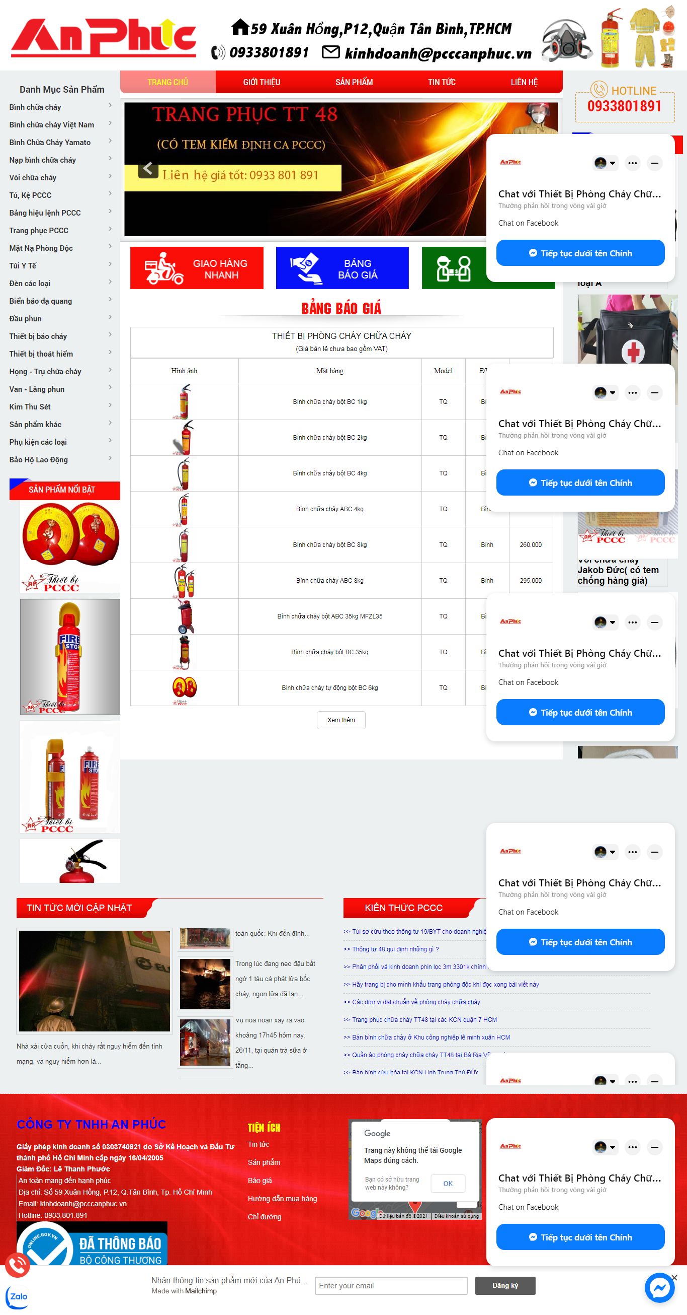 Thiết kế Web bình chữa cháy pcccanphuc.com