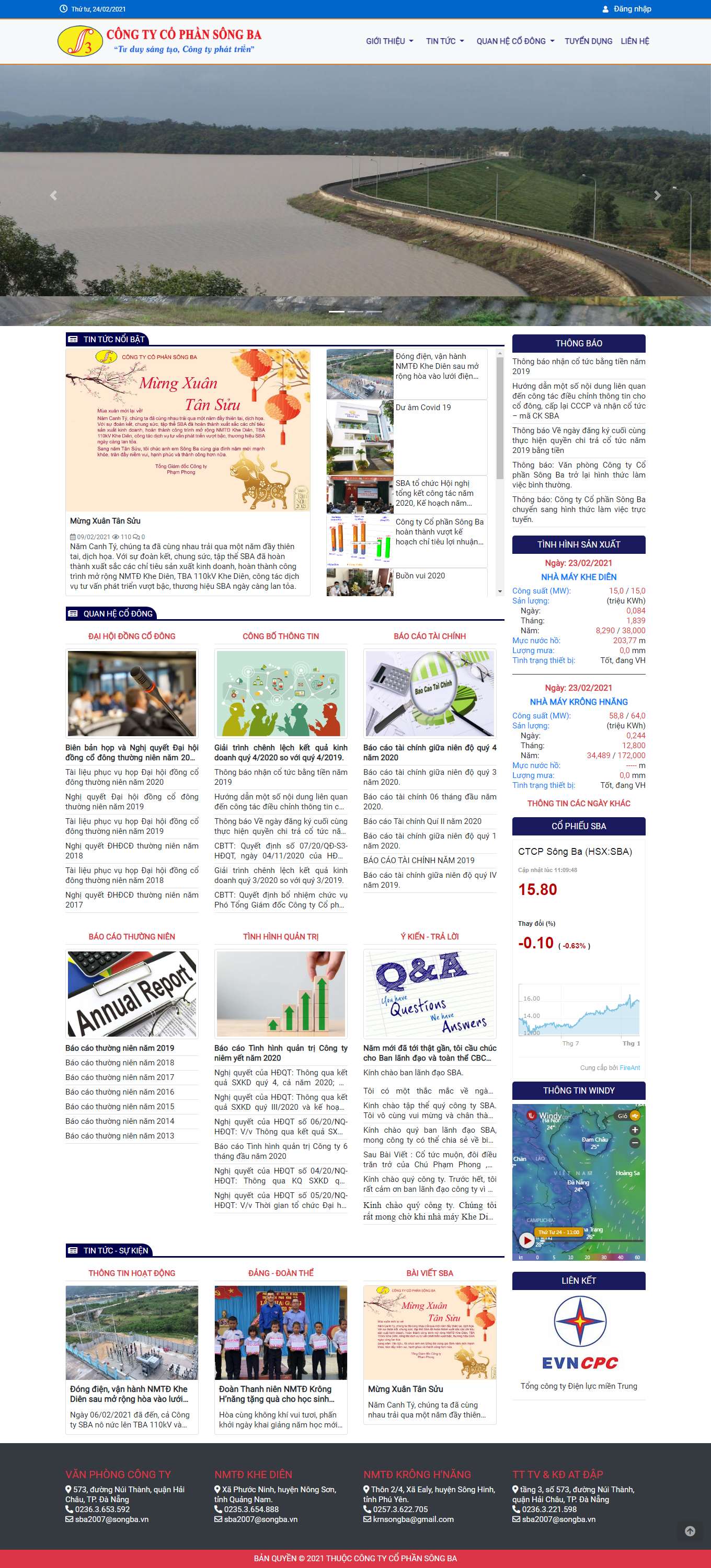 Thiết kế Web công ty điện lực songba.vn