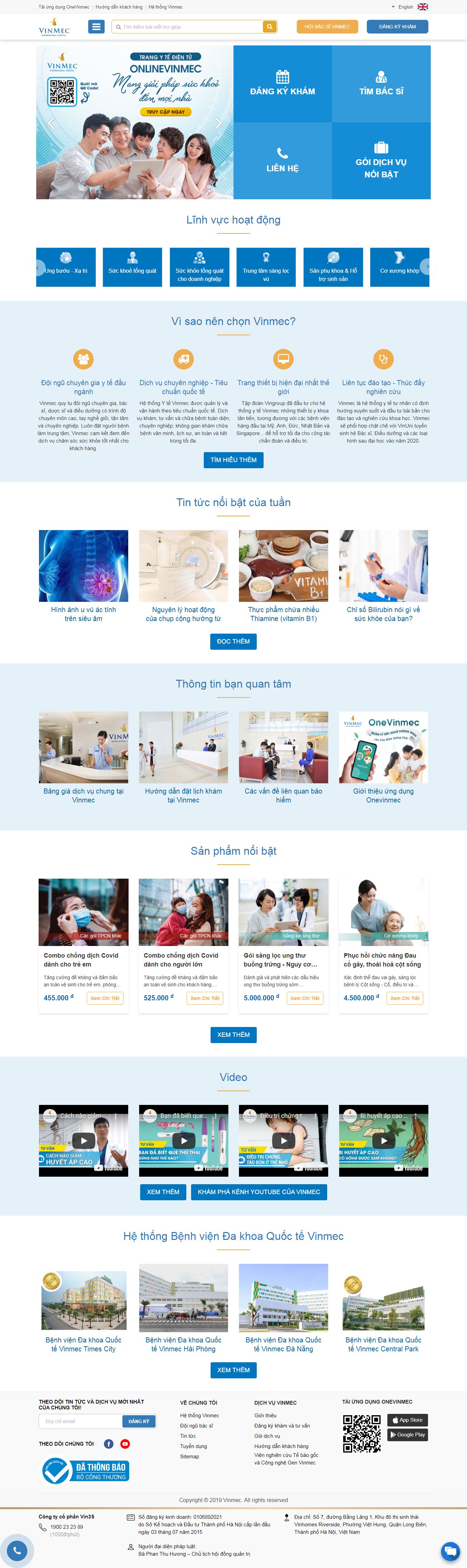 Thiết kế Web bán khẩu trang y tế vinmec.com