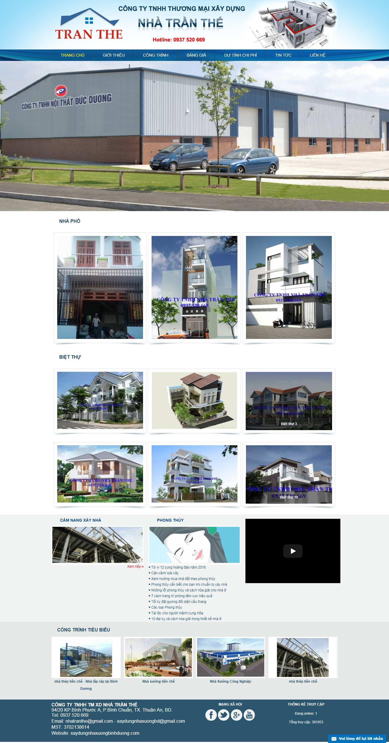 Thiết kế Web công ty xây dựng xaydungnhaxuongbinhduong.com