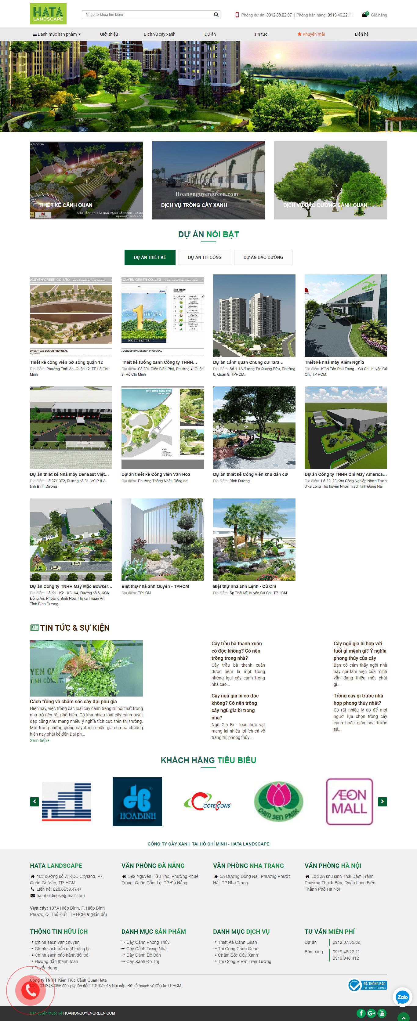 Thiết kế Web cây cảnh văn phòng hoangnguyengreen.com
