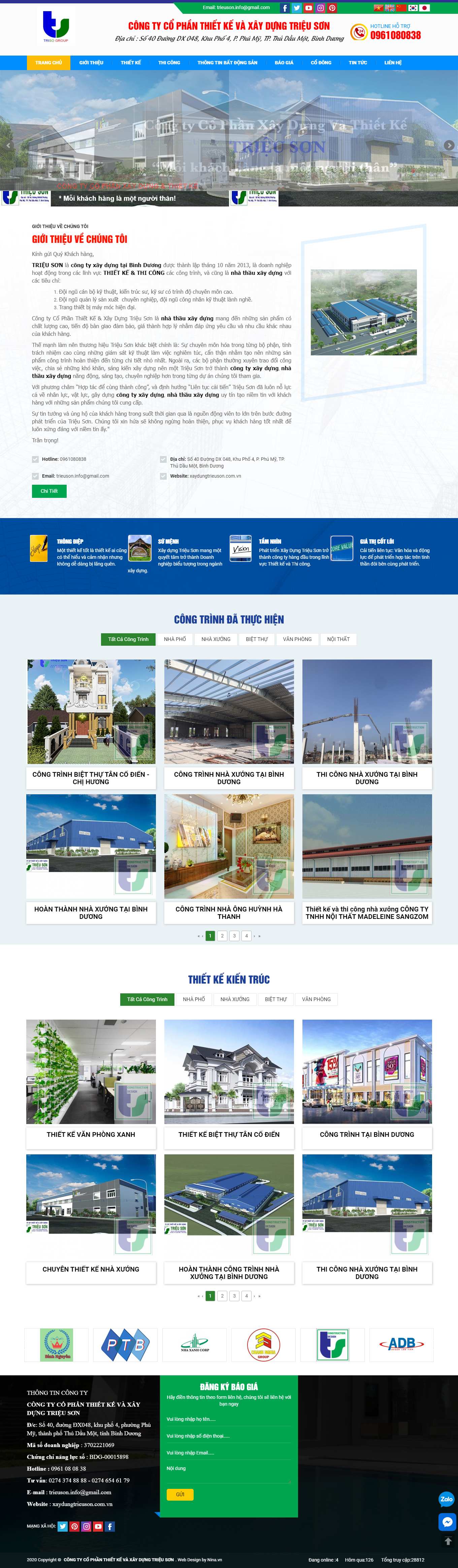 Thiết kế Web công ty xây dựng xaydungtrieuson.com.vn