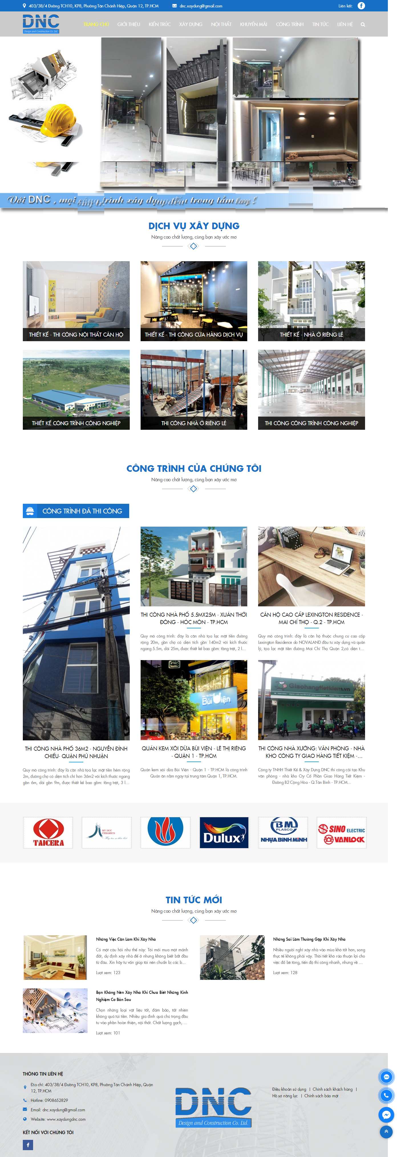 Thiết kế Web công ty xây dựng xaydungdnc.com
