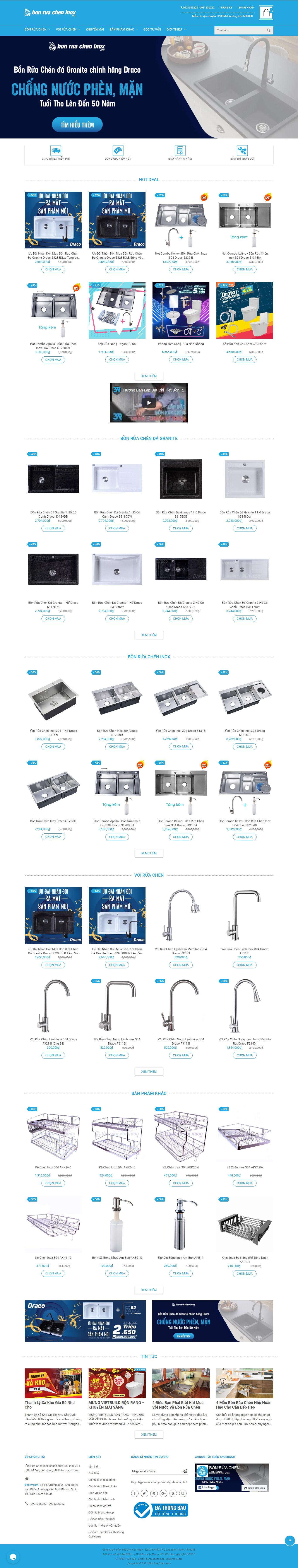 Thiết kế Web bán bồn rửa chén inox bonruacheninox.vn