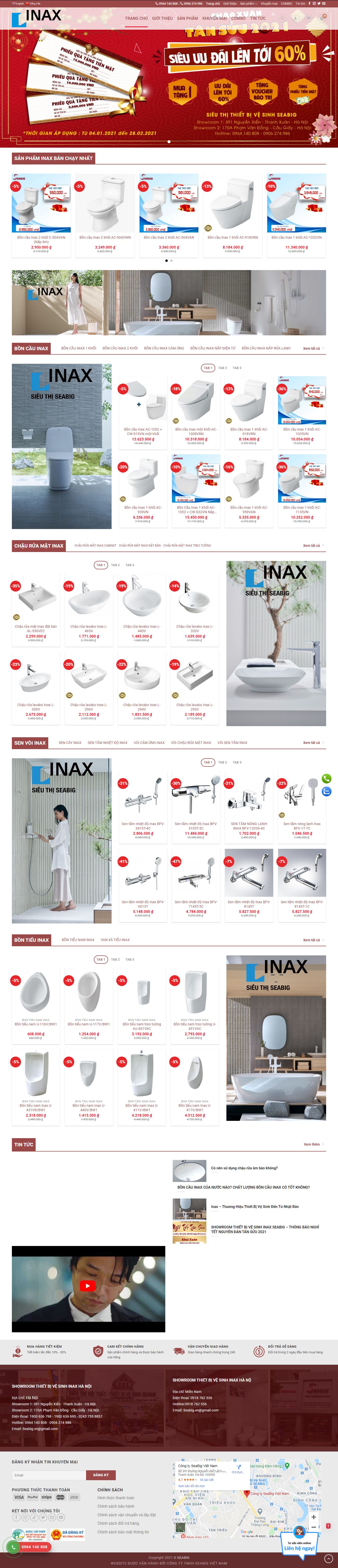 Thiết kế Web bán bồn rửa chén inox inaxgroup.vn