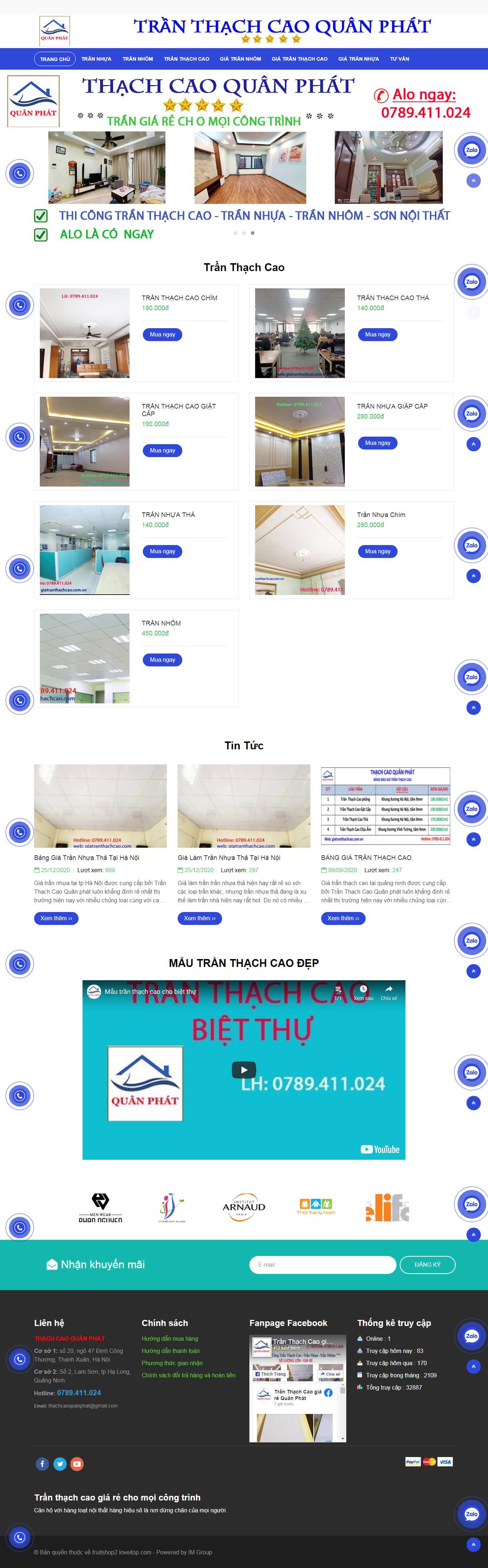 Thiết kế Web công ty trần thạch cao giatranthachcao.com.vn