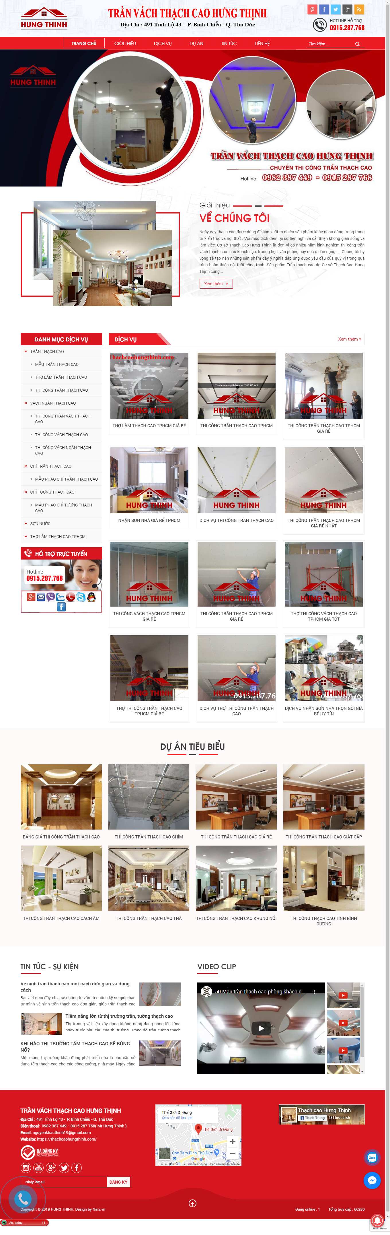 Thiết kế Web công ty trần thạch cao thachcaohungthinh.com