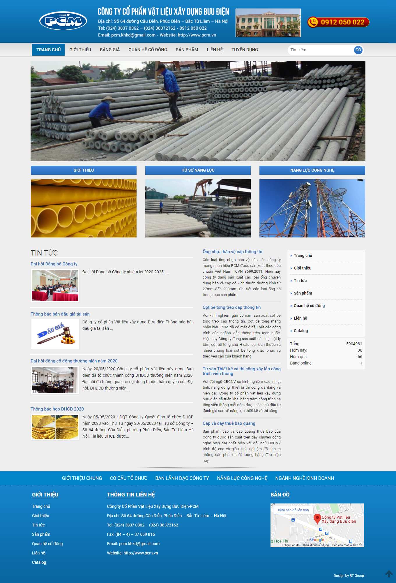 Thiết kế Web bán cửa hàng vật liệu pcm.vn