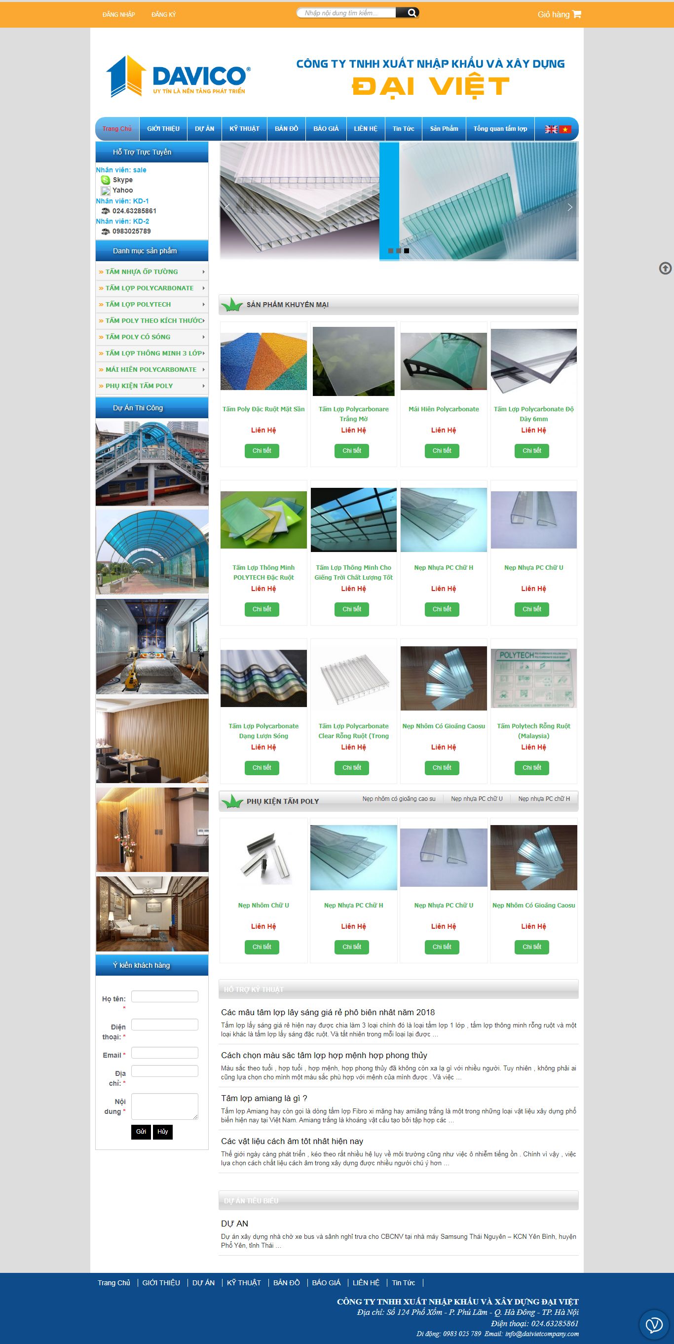 Thiết kế Web bán tấm nhựa thông minh daivietcompany.com