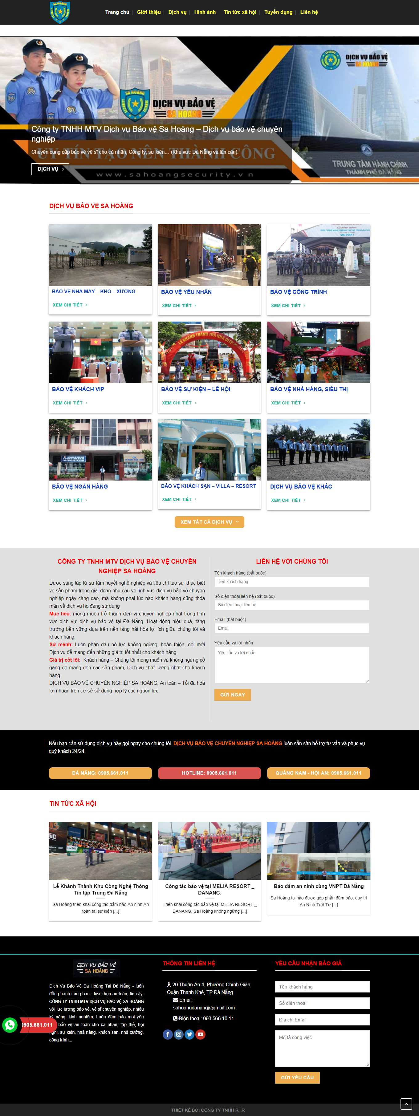 Thiết kế Web công ty bảo vệ sahoangsecurity.com