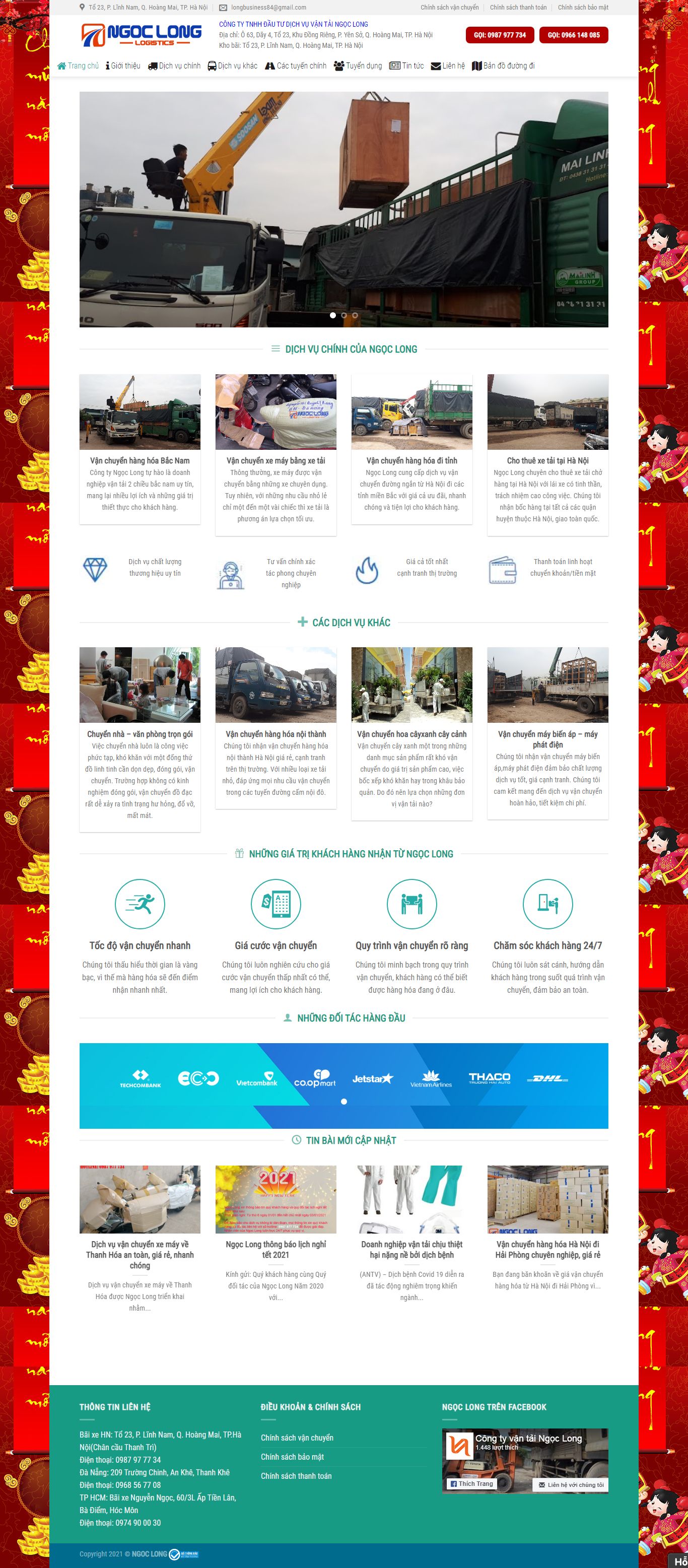 Thiết kế Web công ty vận tải vantaingoclong.vn