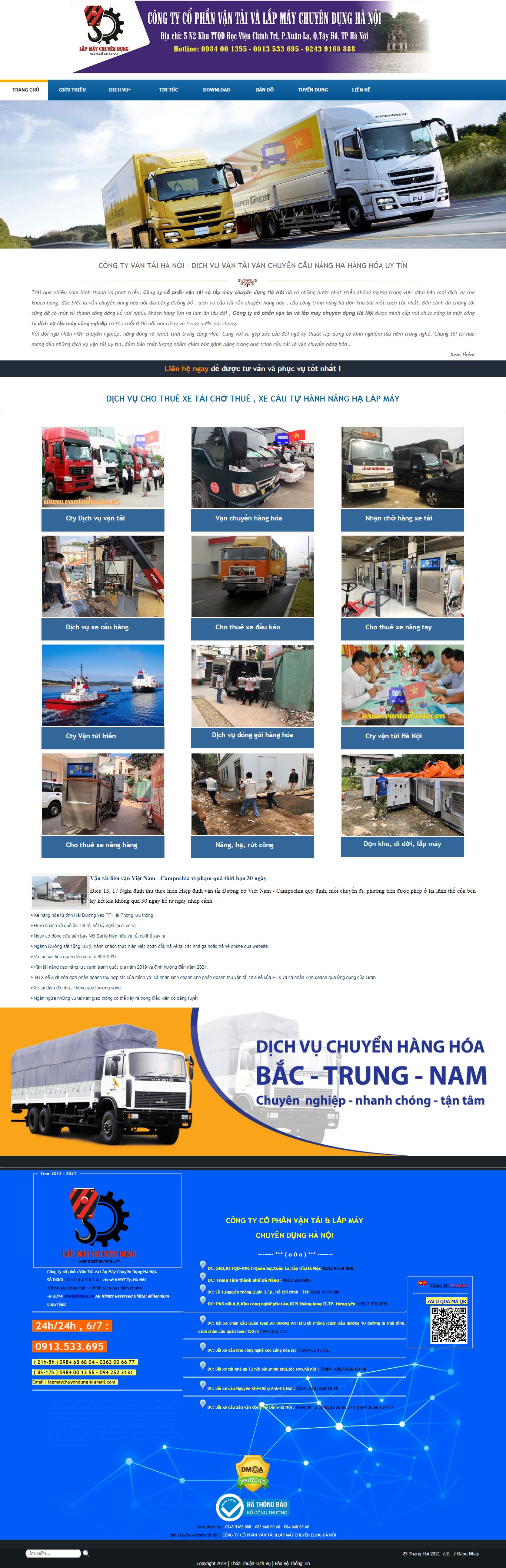 Thiết kế Web công ty vận tải vantaihanoi.vn