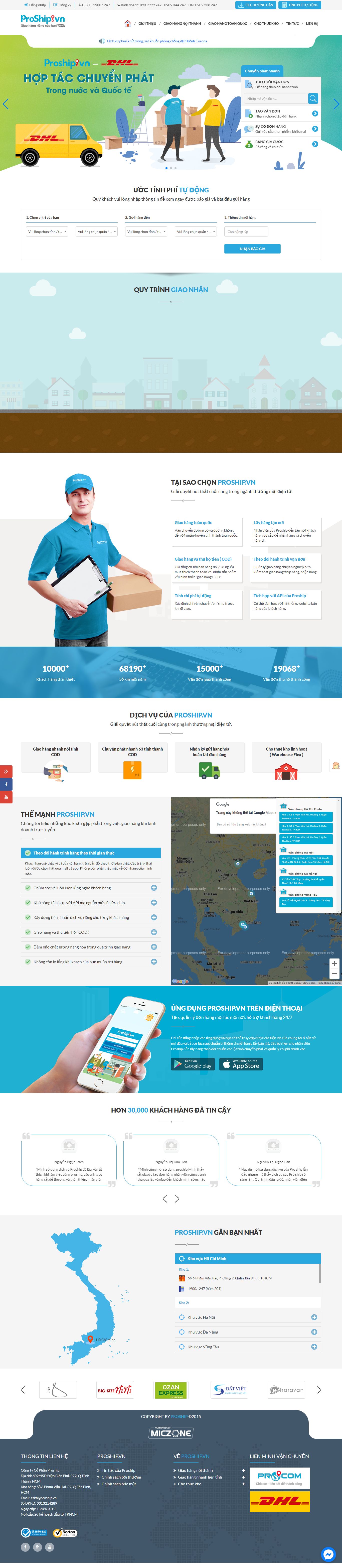 Thiết kế Web công ty giao hàng nhanh proship.vn