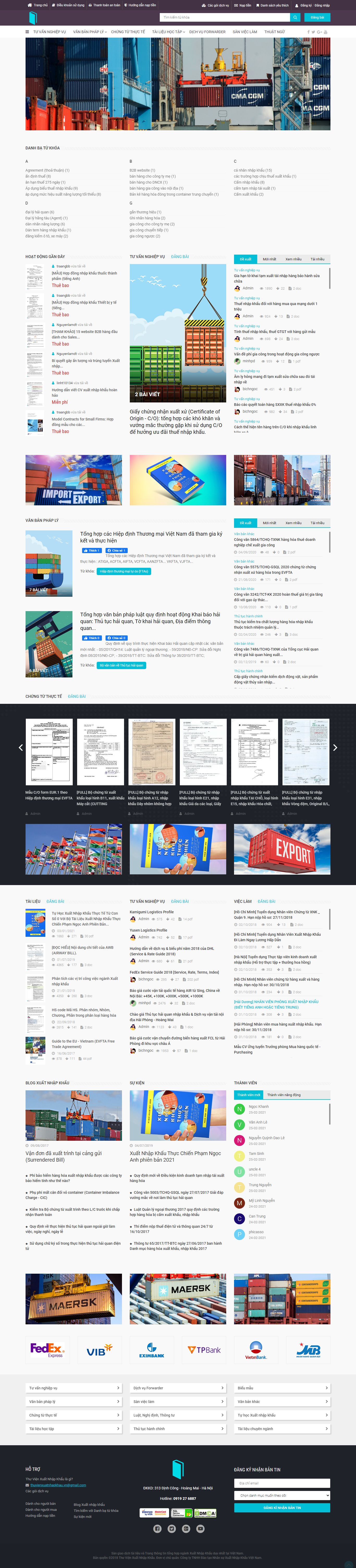 Thiết kế Web công ty nhập khẩu thuvienxuatnhapkhau.vn