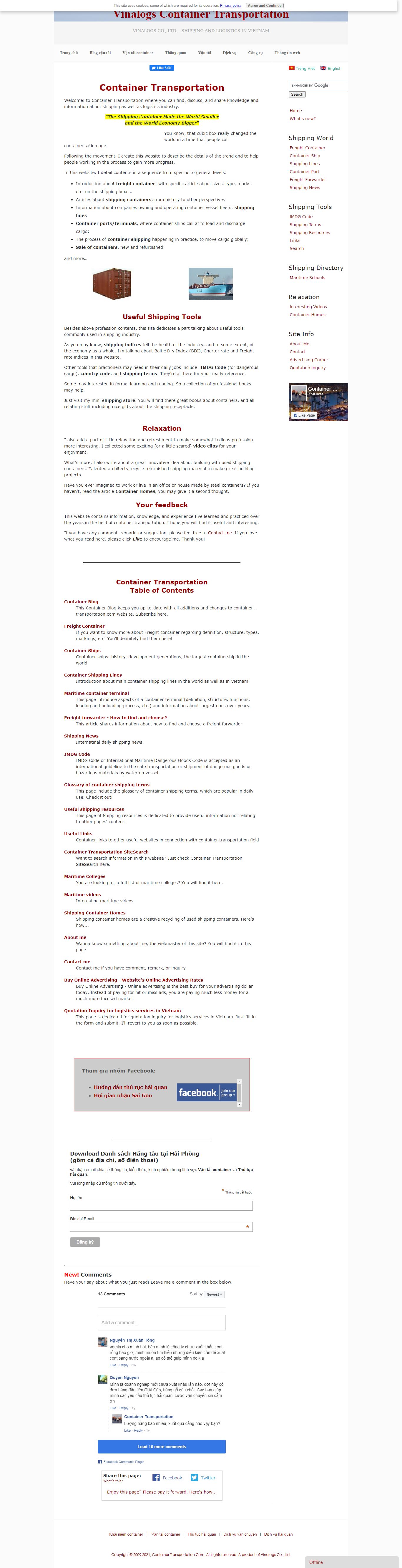 Thiết kế Web công ty nhập khẩu container-transportation.com