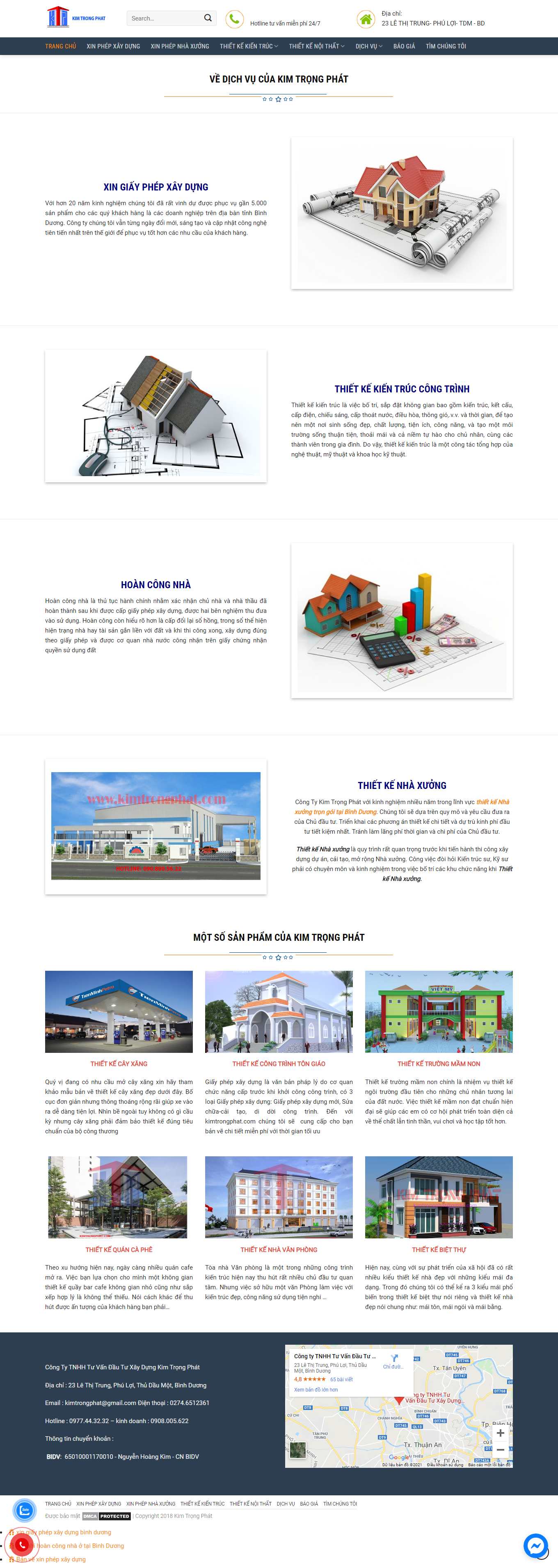 Thiết kế Web công ty kiến trúc kimtrongphat.com