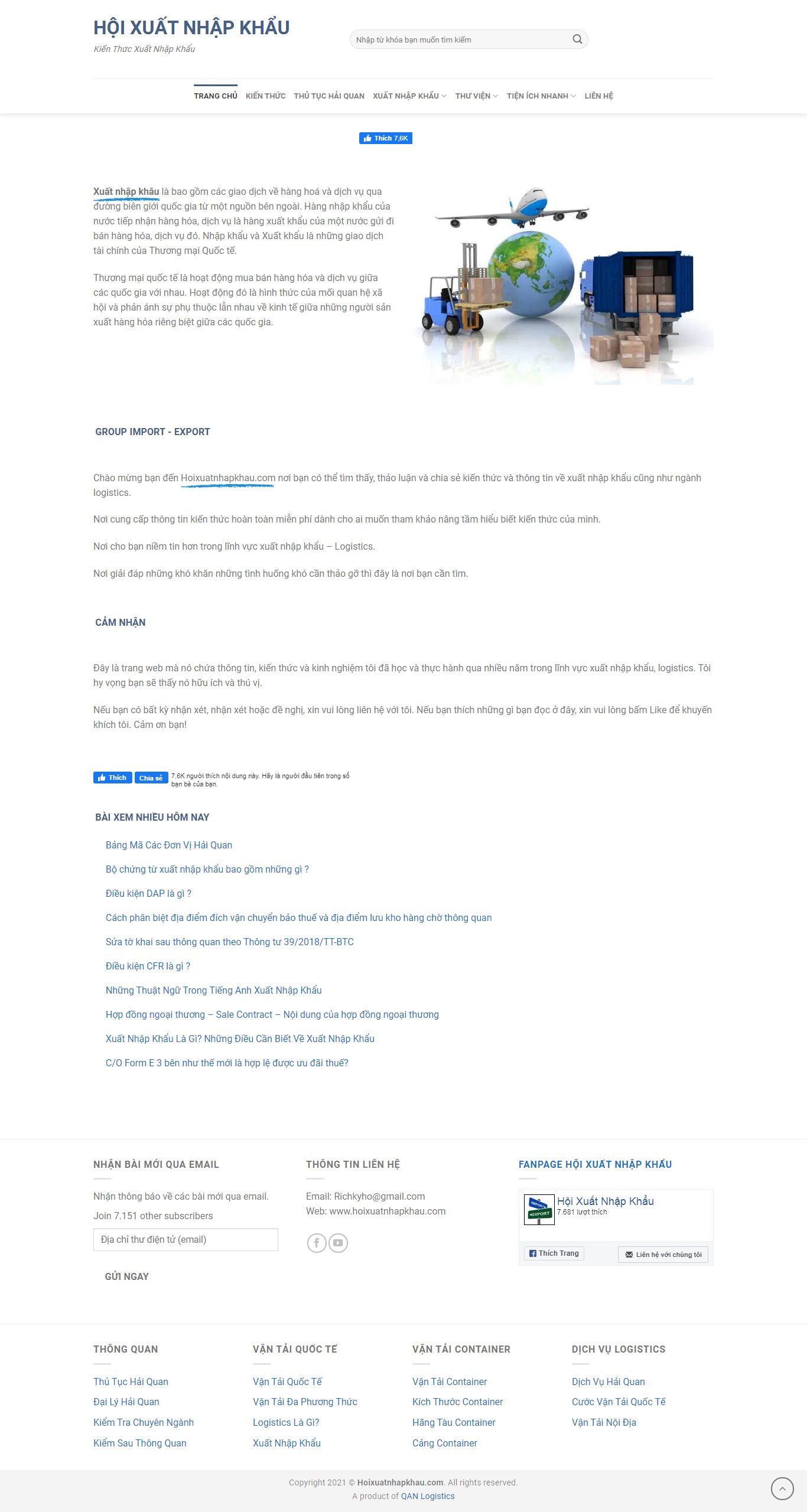 Thiết kế Web công ty nhập khẩu hoixuatnhapkhau.com