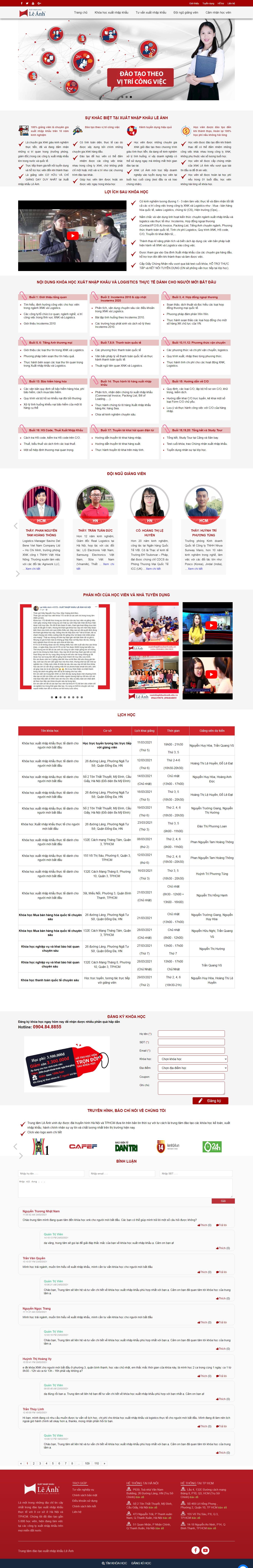 Thiết kế Web công ty nhập khẩu xuatnhapkhauleanh.edu.vn