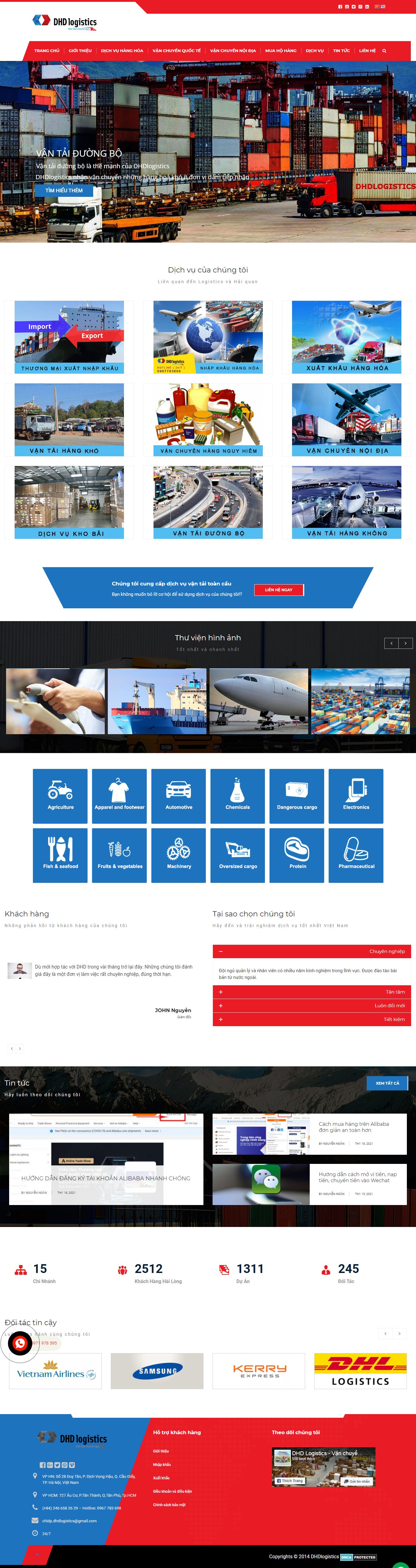 Thiết kế Web công ty nhập khẩu dhdlogistics.com