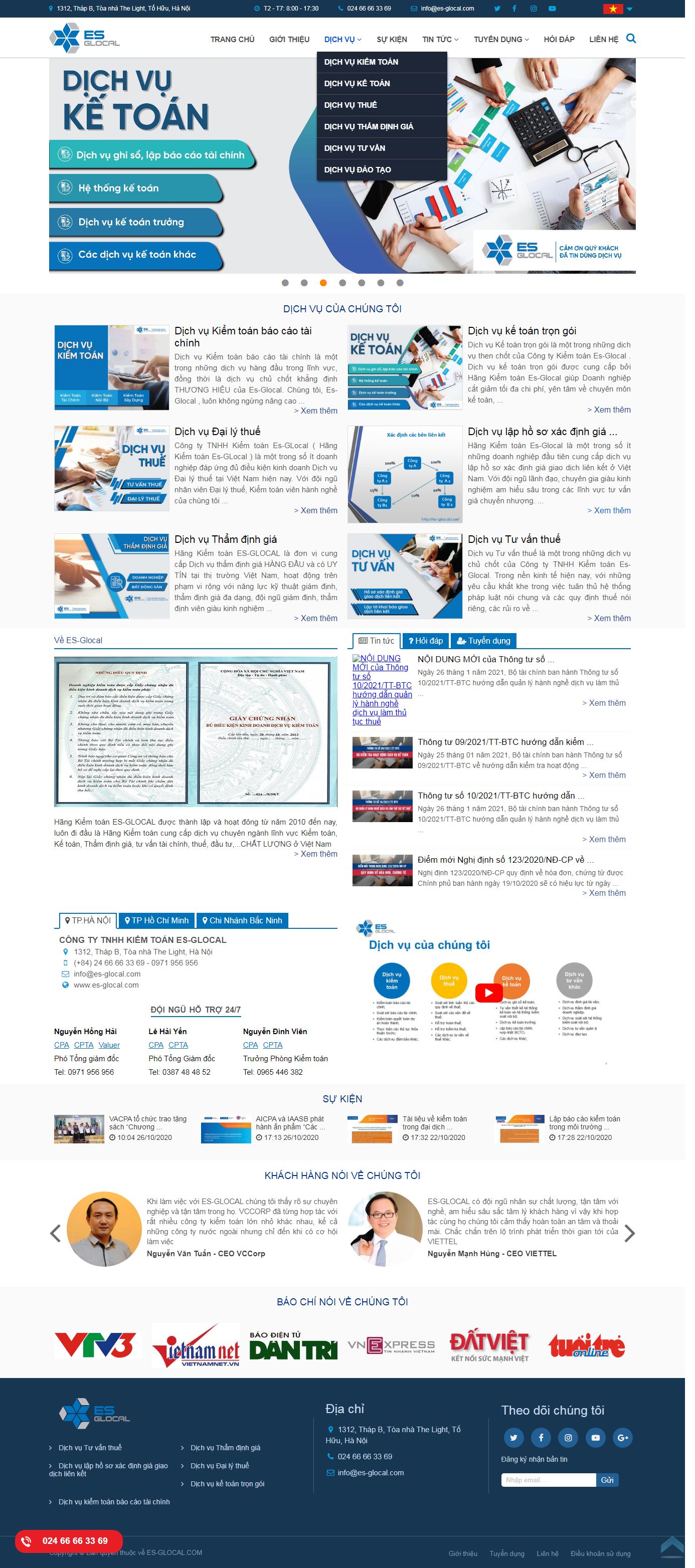 Thiết kế Web công ty kiểm toán es-glocal.com