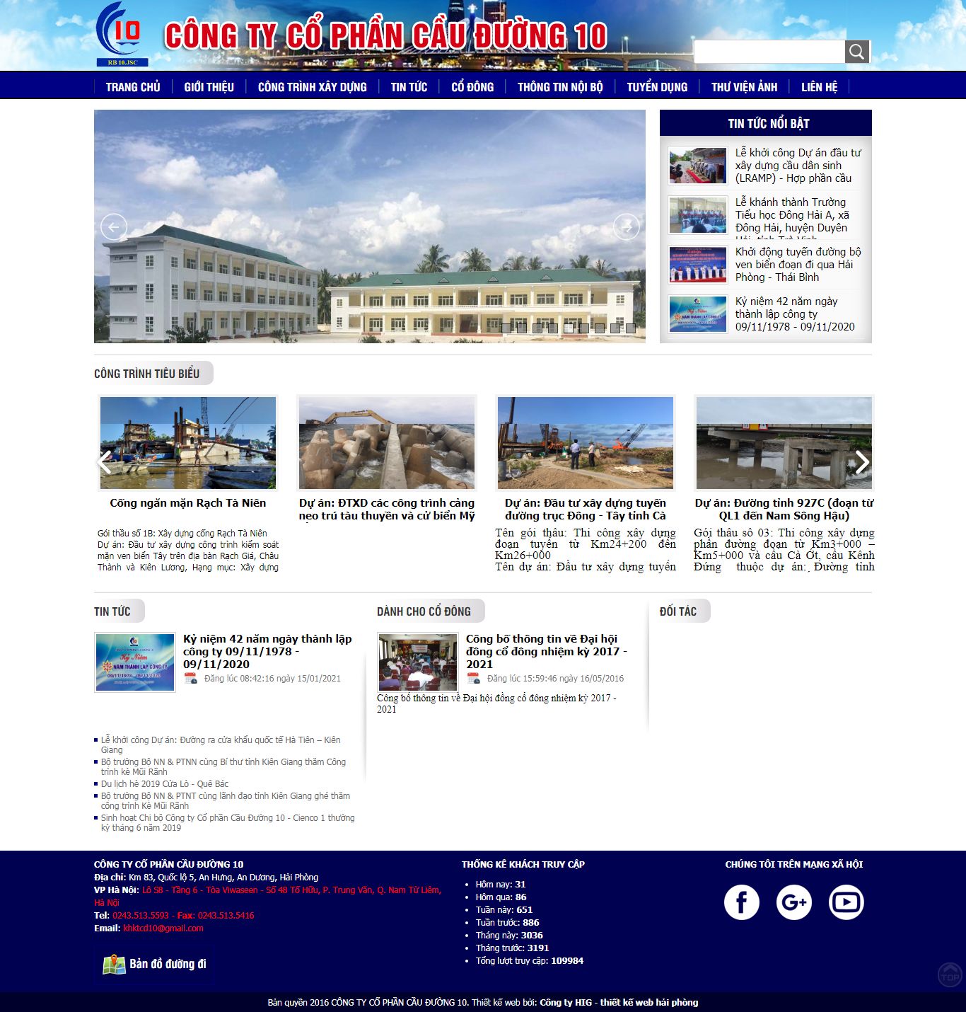 Thiết kế Web công ty cầu đường cauduong10.vn