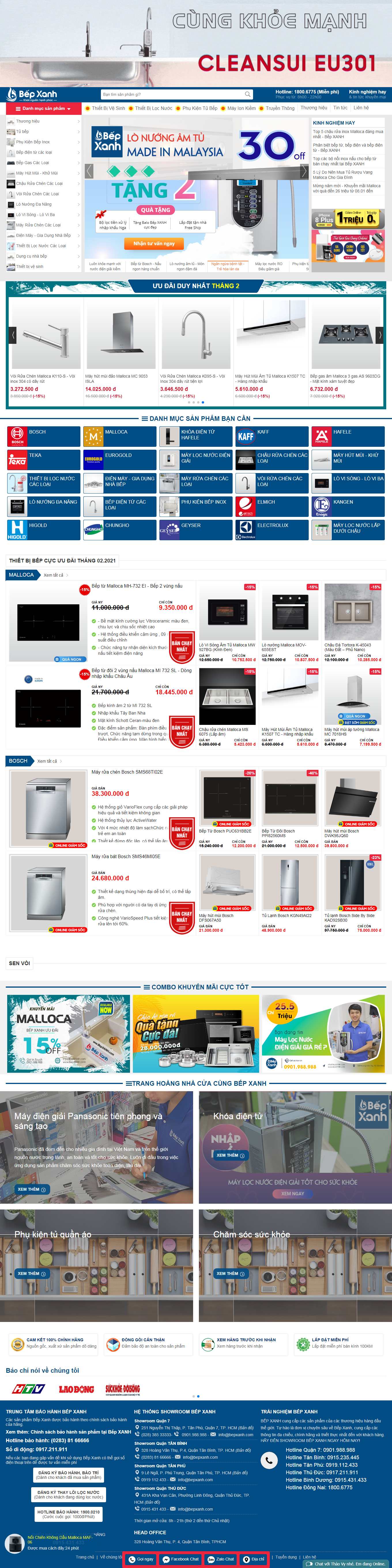 Thiết kế Web bán nồi cơm điện bepxanh.com