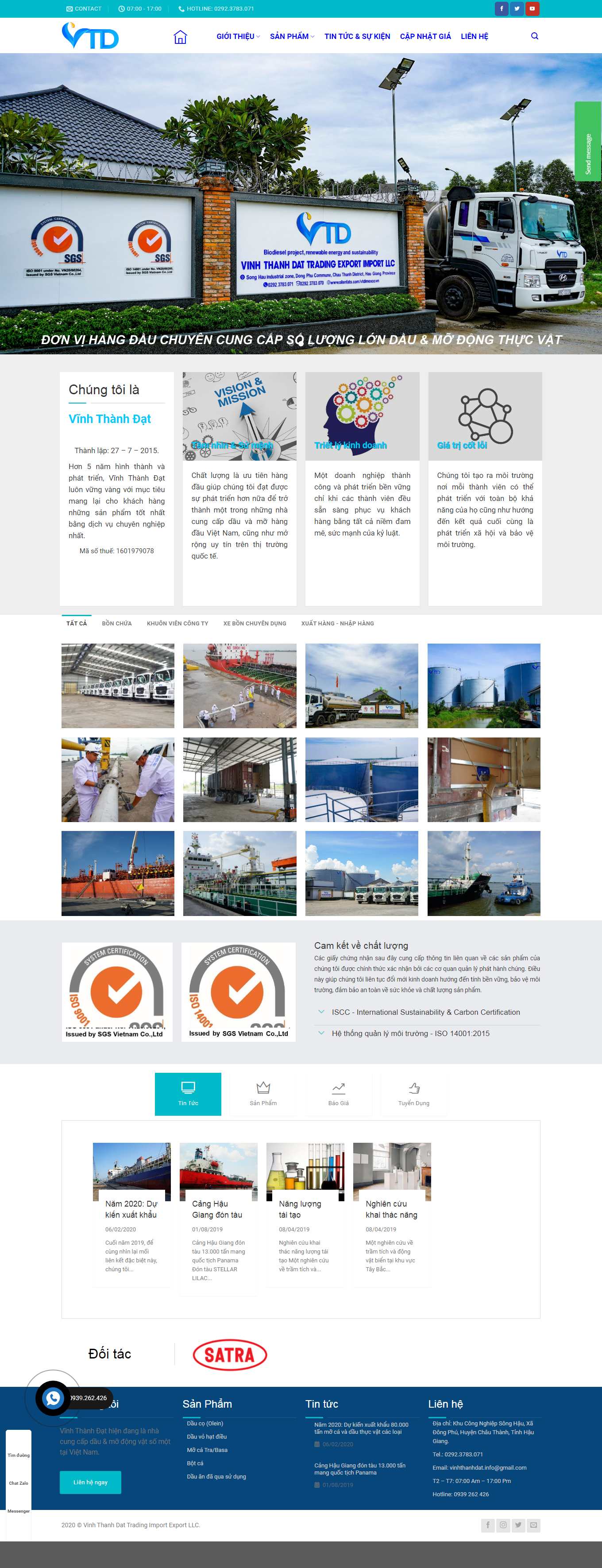 Thiết kế Web đại lý bán dầu ăn vtdimexco.vn