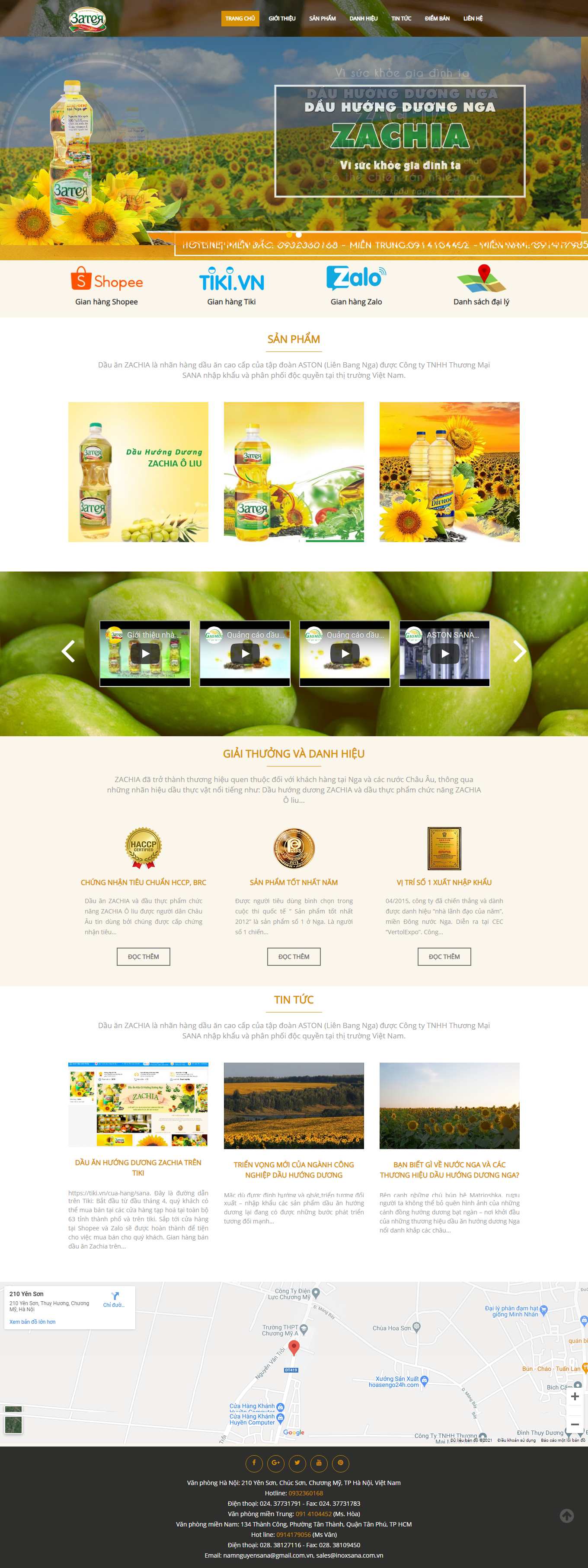 Thiết kế Web đại lý bán dầu ăn zachia.vn