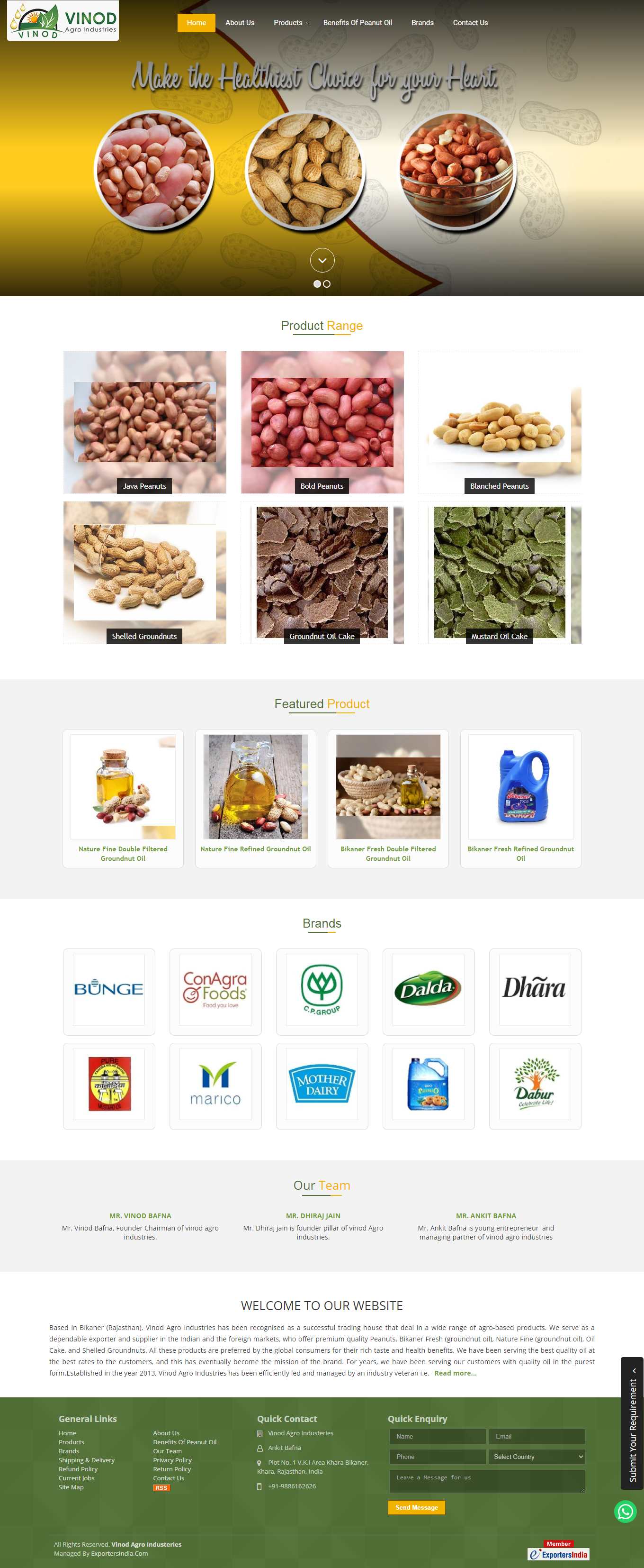 Thiết kế Web đại lý bán dầu ăn vinodagro.co.in