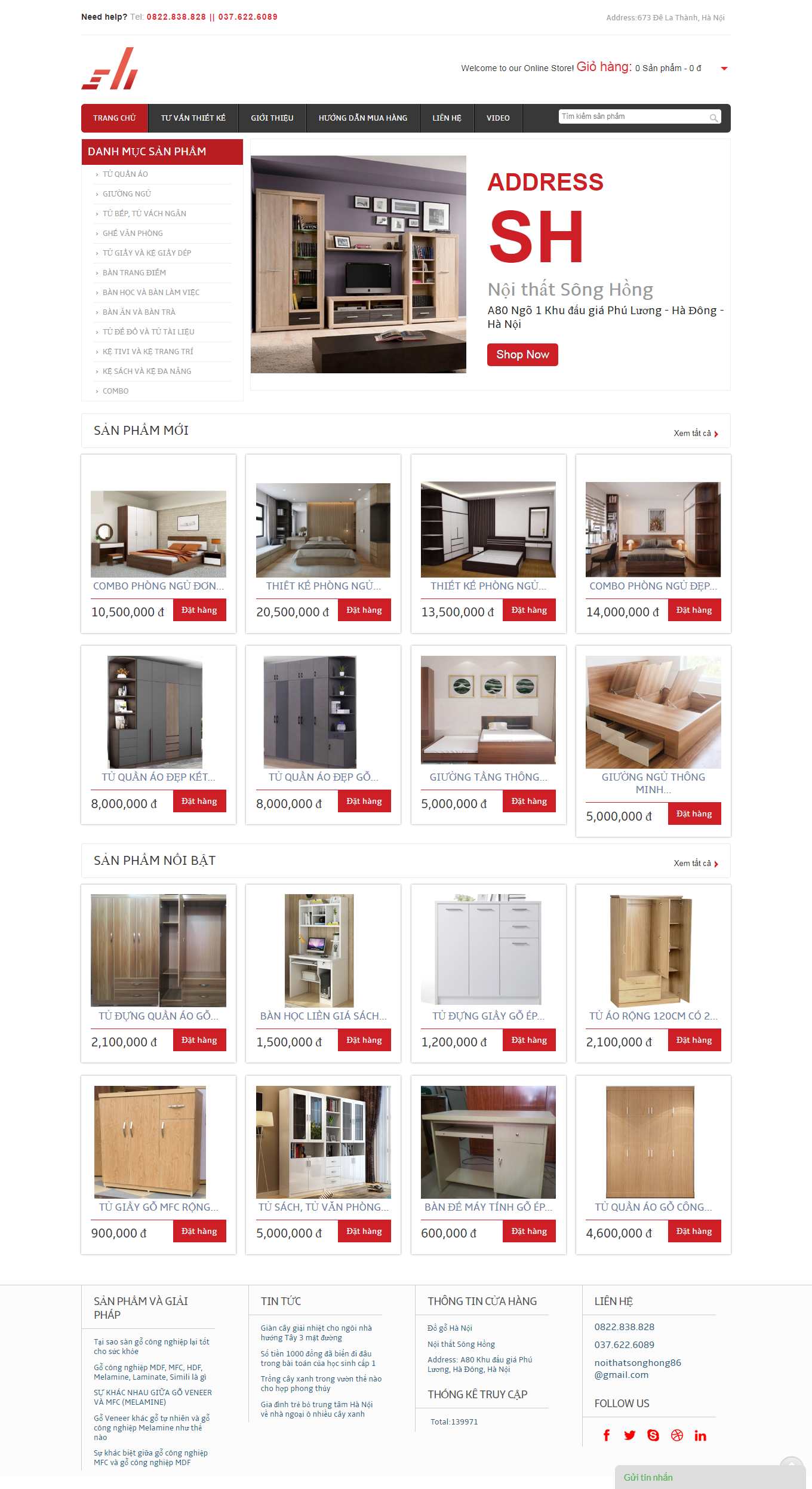 Thiết kế Web bán tủ quần áo noithatsonghong.com