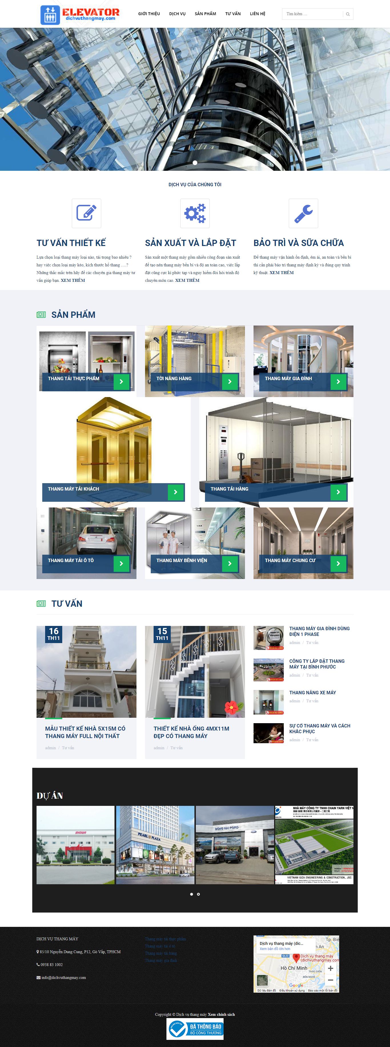 Thiết kế Web bán công ty thang máy dichvuthangmay.com