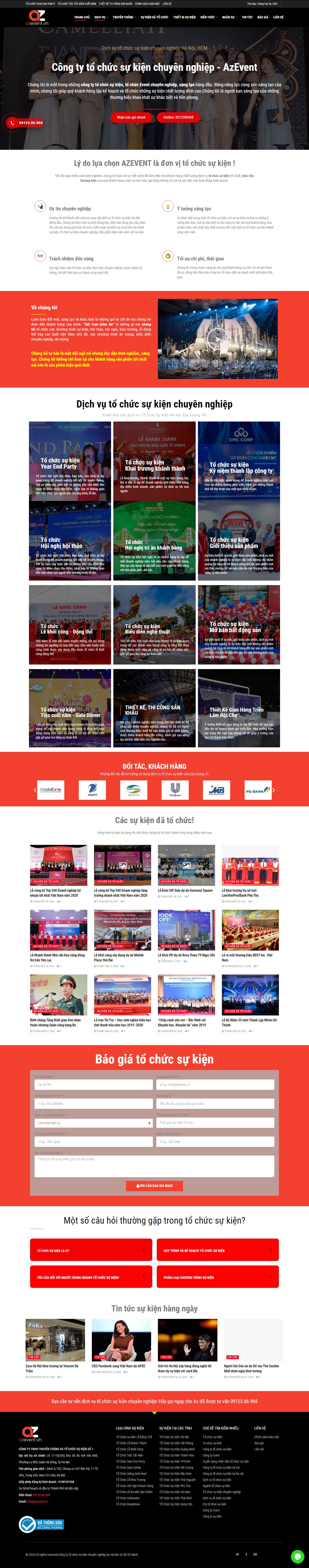 Thiết kế Web công ty tổ chức sự kiện azevent.vn