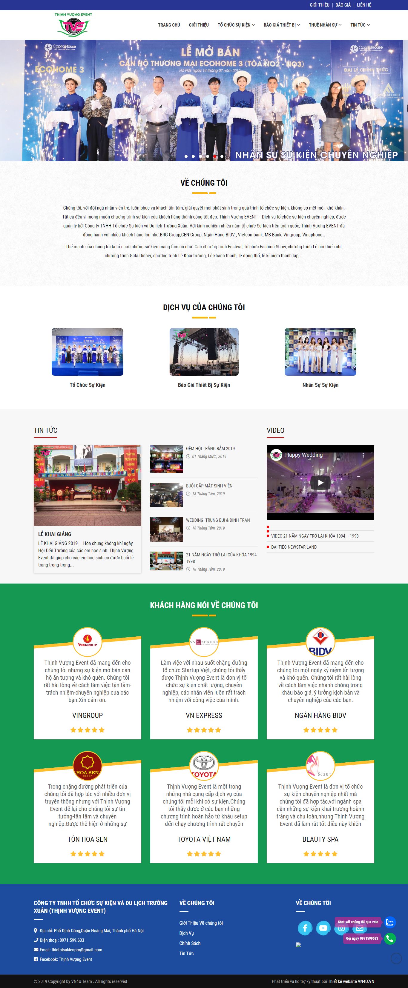 Thiết kế Web công ty tổ chức sự kiện thinhvuongevent.com