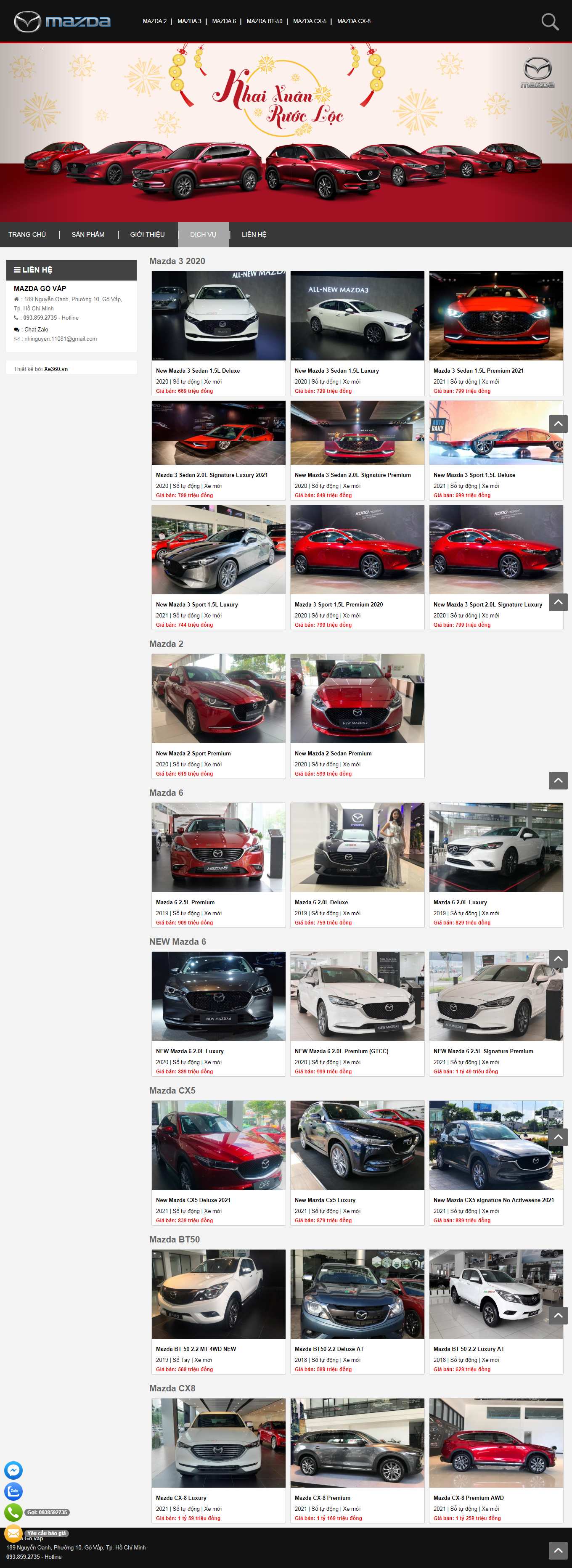 Thiết kế Web ô tô mazdagovap.xe360.vn