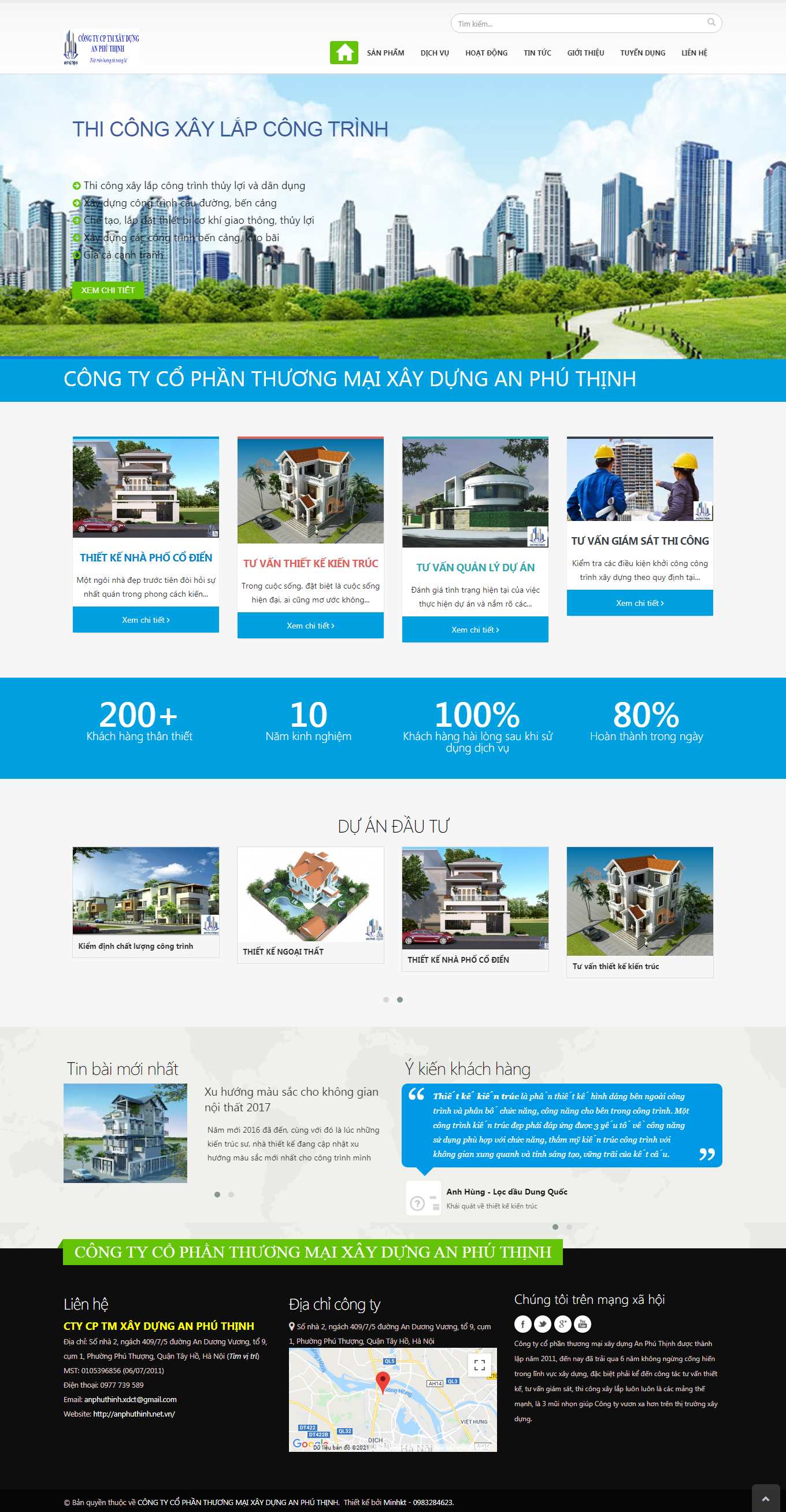 Thiết kế Web thiết kế ngoại thất anphuthinh.net.vn
