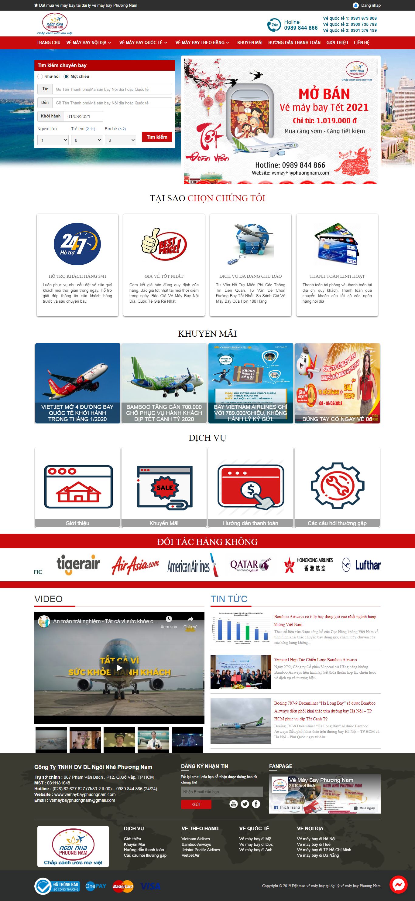 Thiết kế Web phương nam vemaybayphuongnam.com