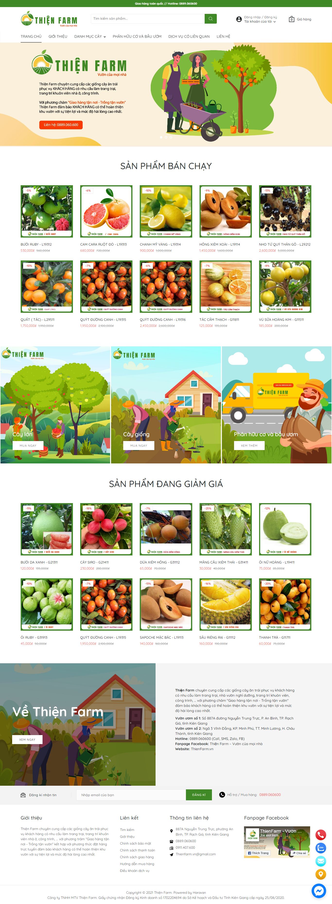 Thiết kế Web vn4u thienfarm.vn