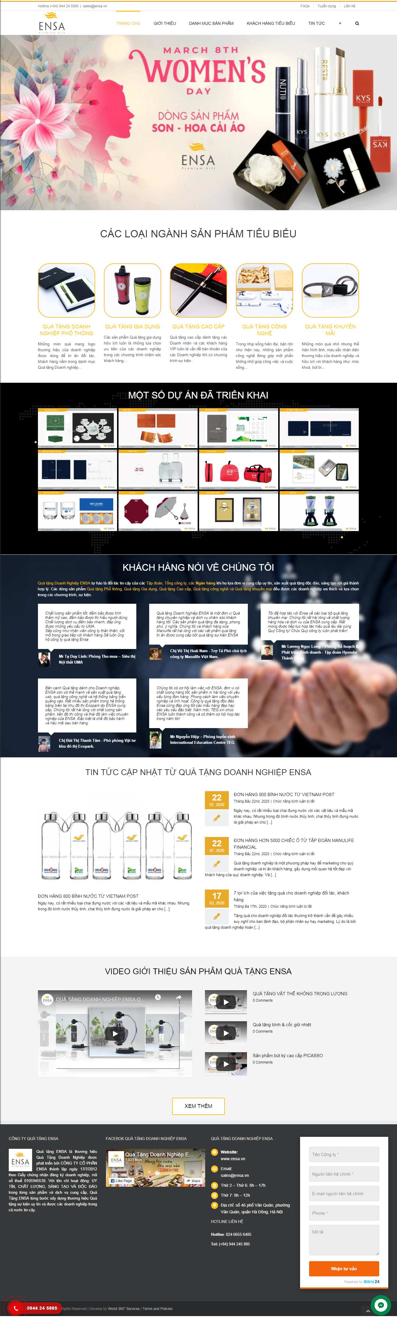 Thiết kế Web quà tặng ensa.vn