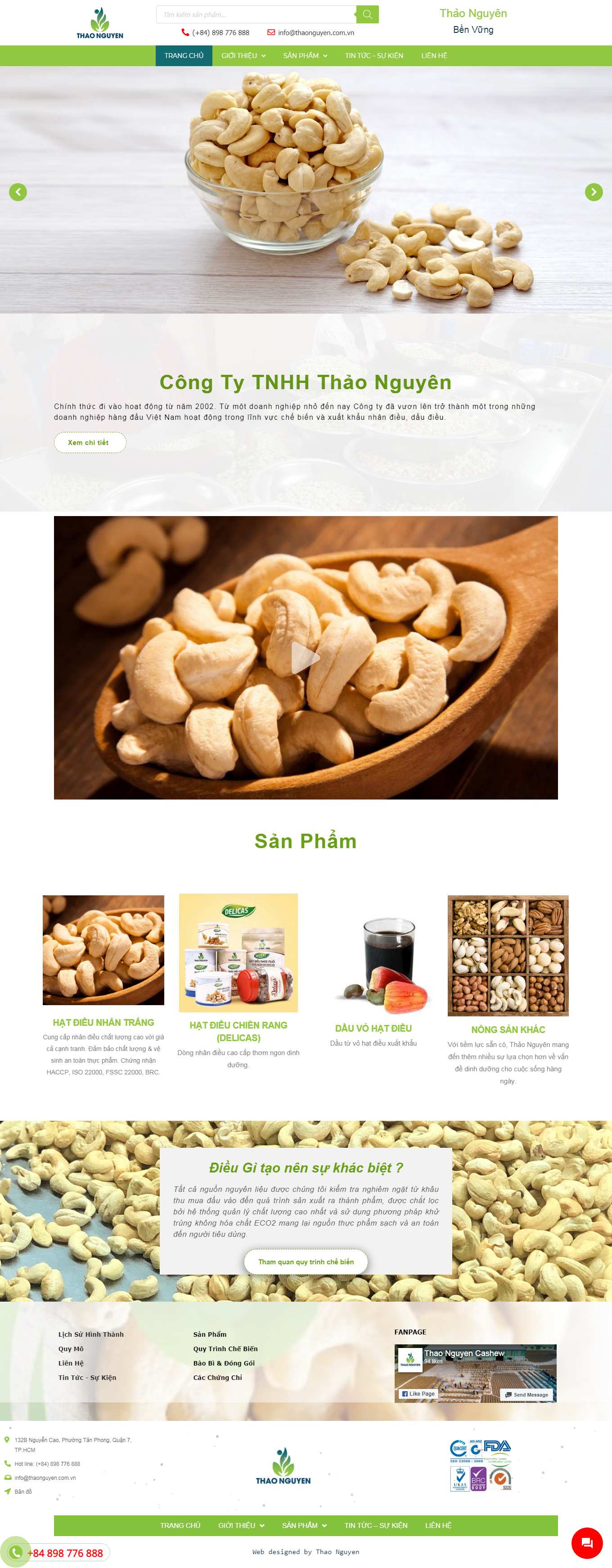 Thiết kế Web nông sản thaonguyen.com.vn