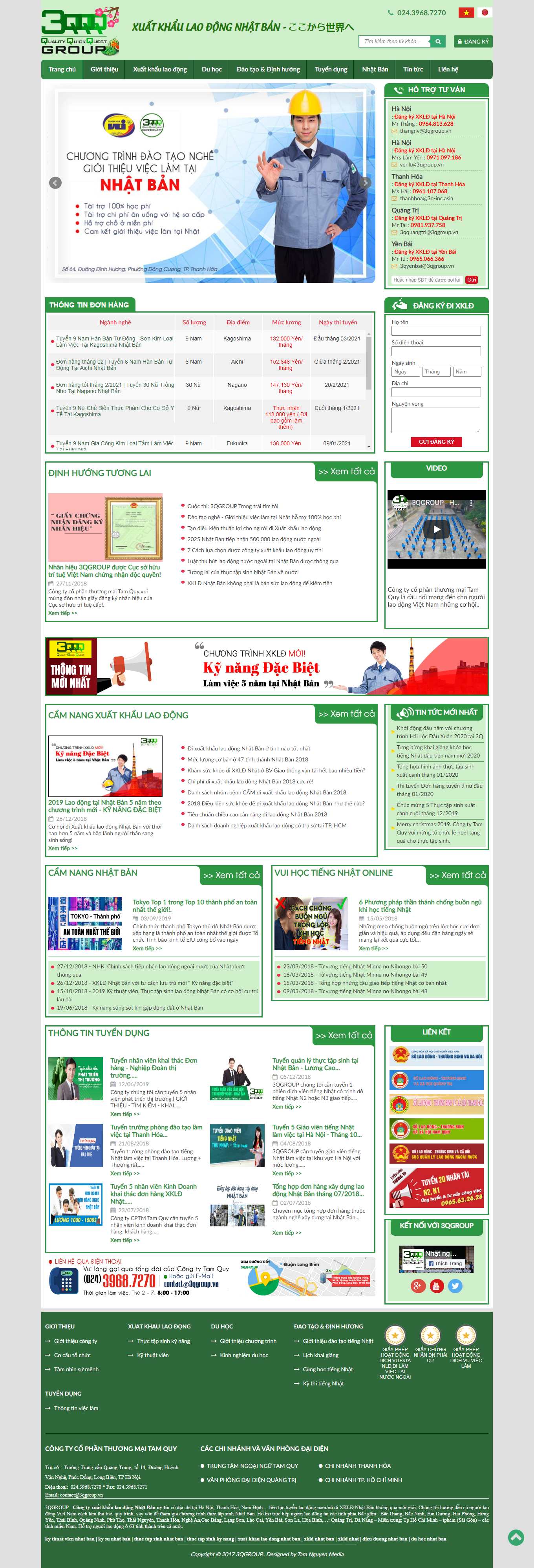 Thiết kế Web xuất khẩu lao động 3qgroup.vn