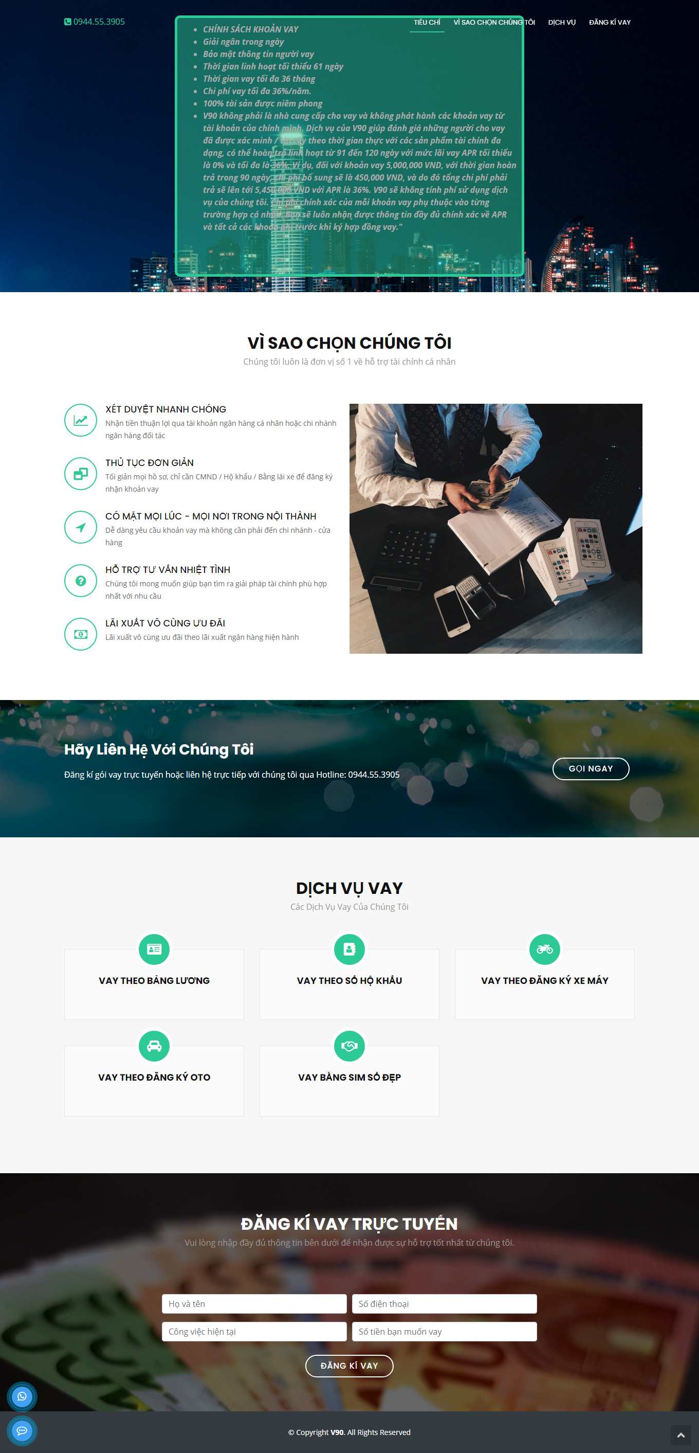 Thiết kế Web vay tín dụng v90.vn