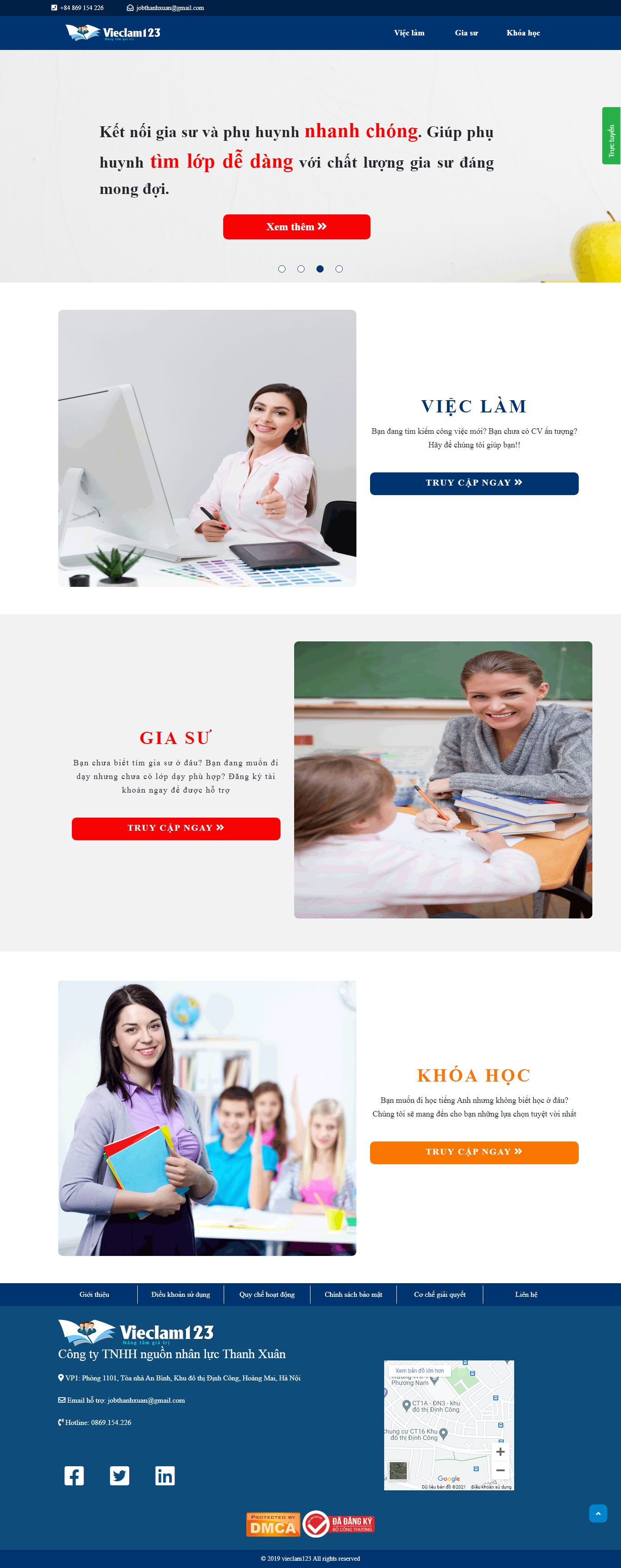 Thiết kế Web học trực tuyến vieclam123.vn