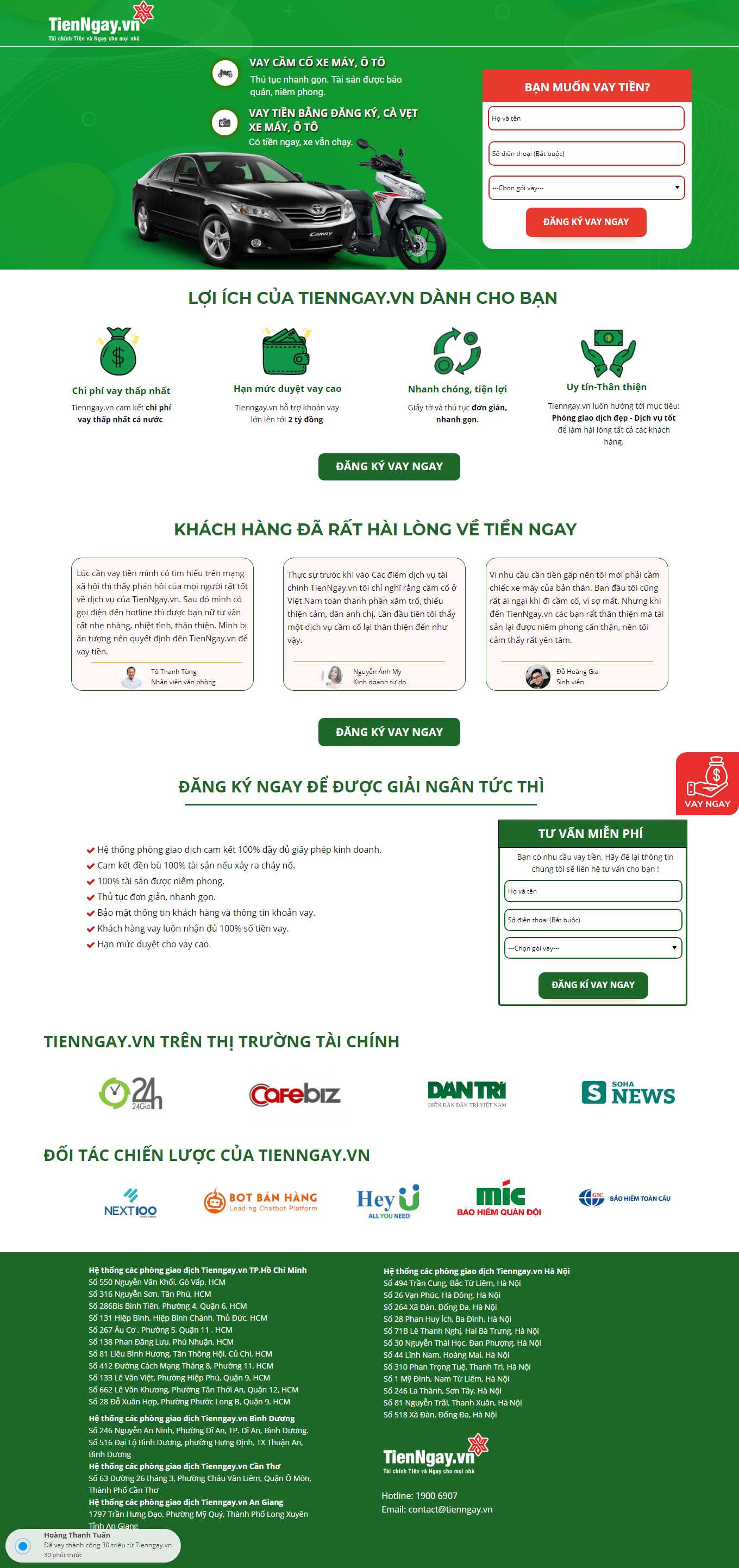 Thiết kế Web vay tín dụng dangky.tienngay.vn