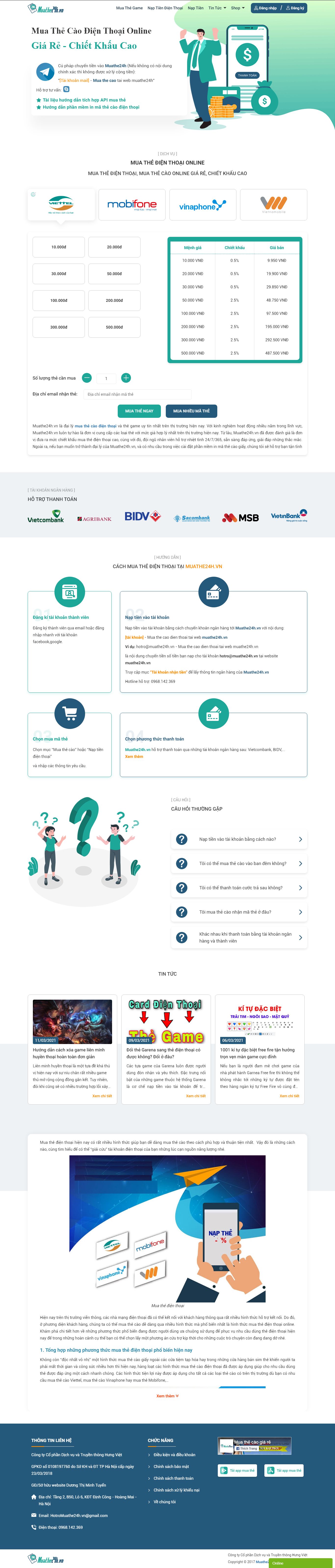 Thiết kế Web thương mại điện tử muathe24h.vn