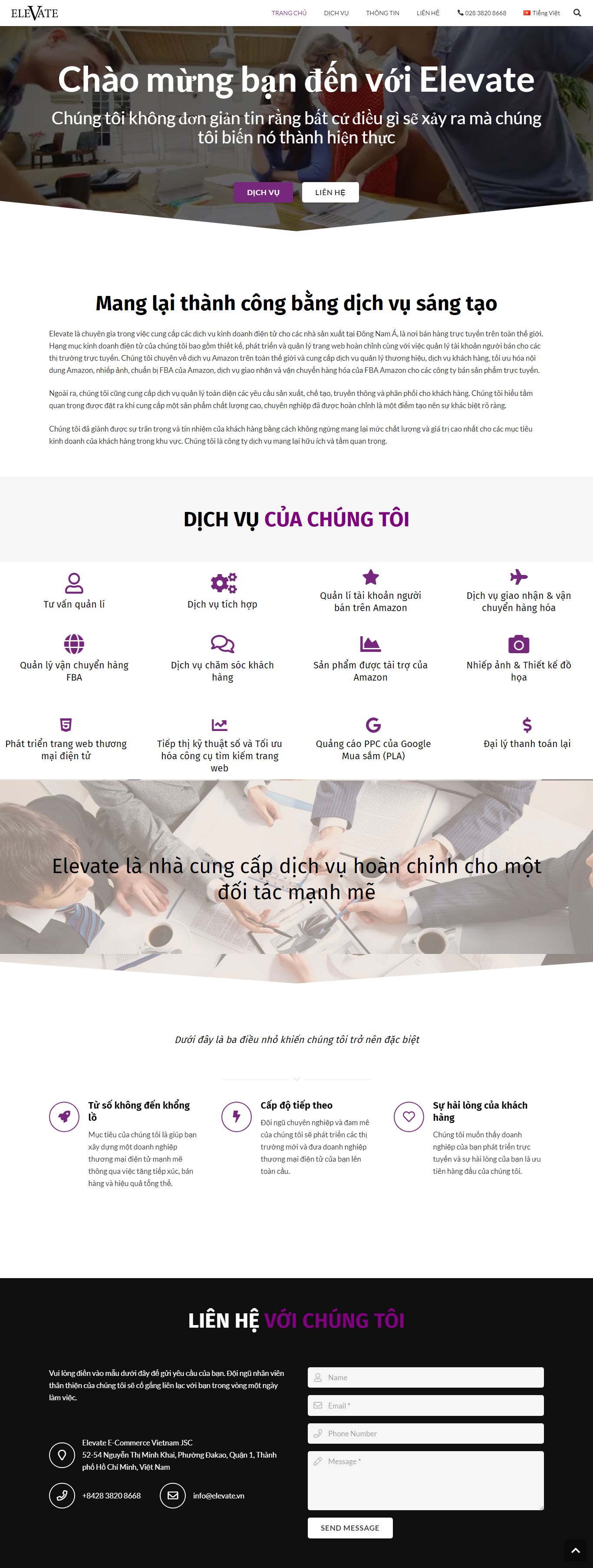 Thiết kế Web thương mại điện tử elevate.vn