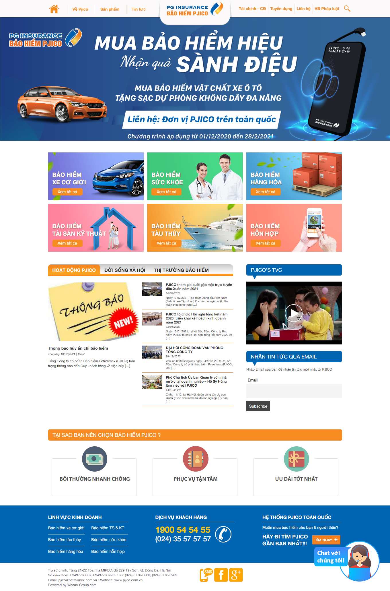 Thiết kế Web bảo hiểm pjico.com.vn