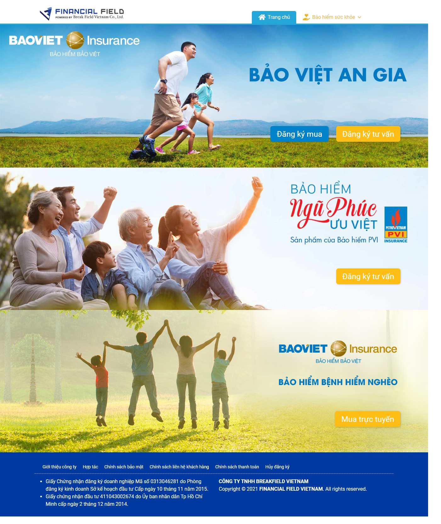 Thiết kế Web bảo hiểm financialfield.vn