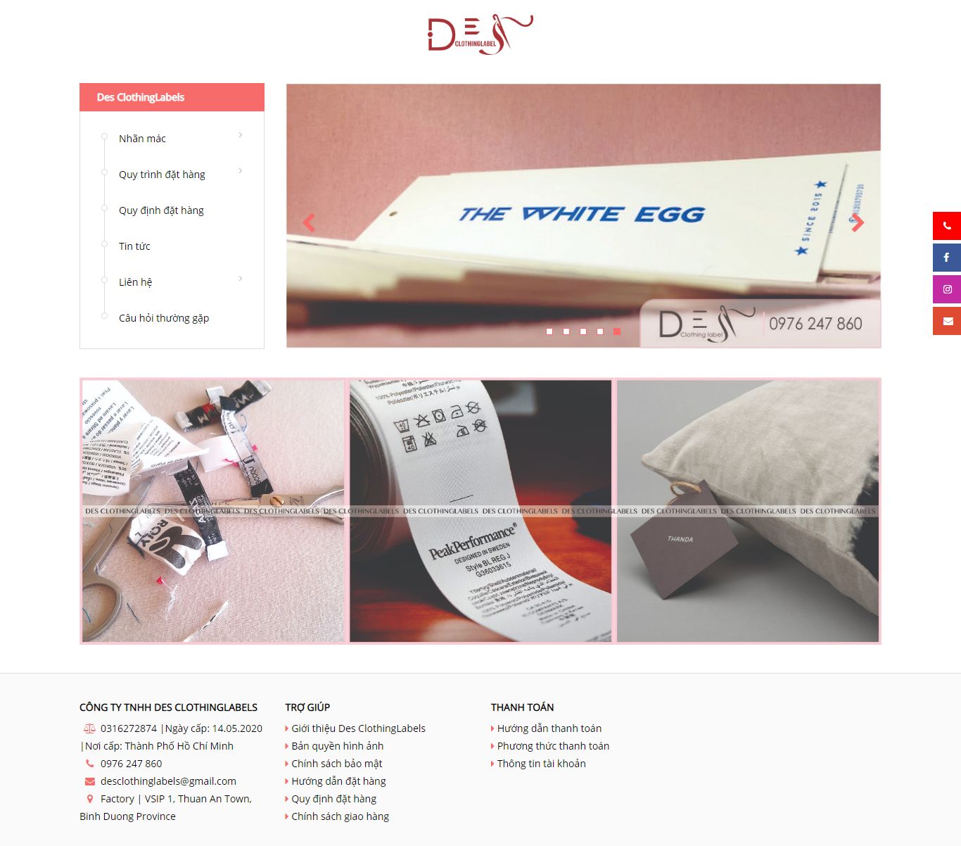 Thiết kế Web giá rẻ desclothinglabels.com