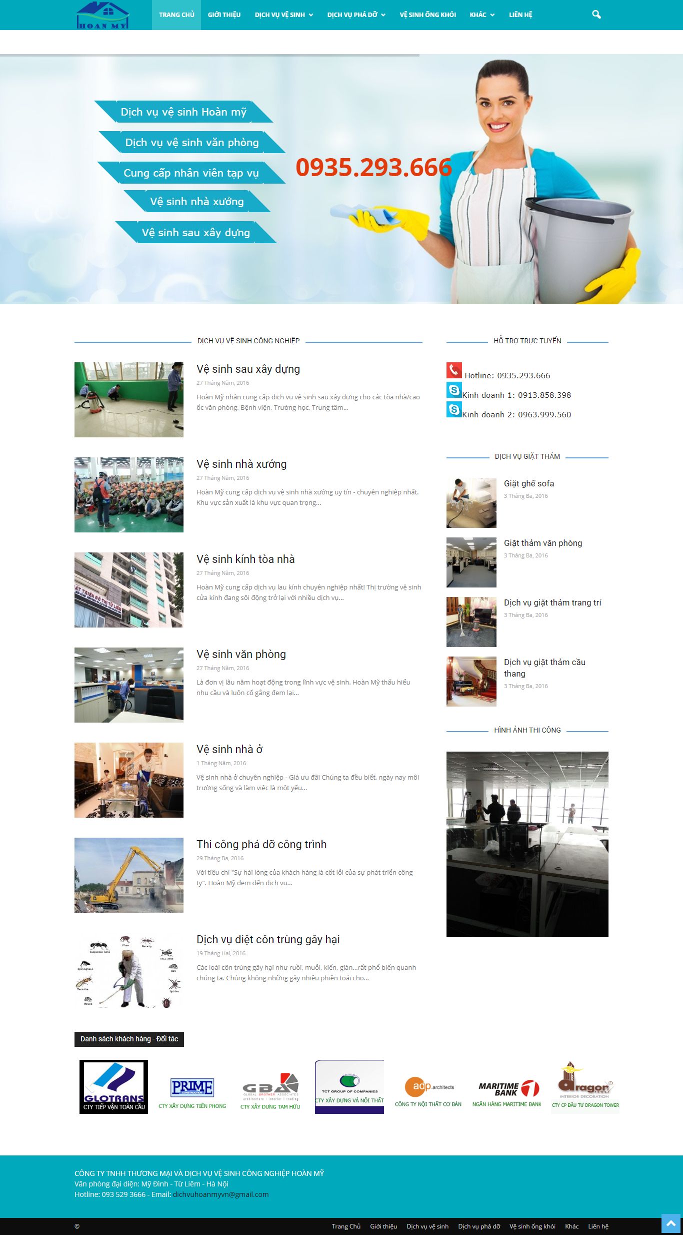 Thiết kế Web dịch vụ vesinhhoanmyvn.com