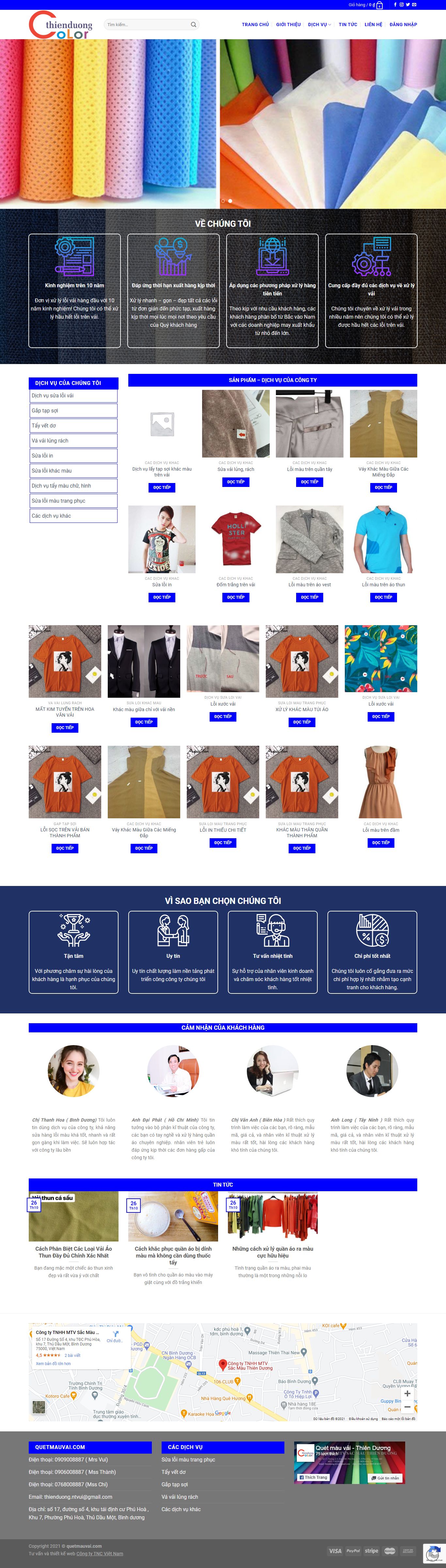 Thiết kế Web dịch vụ quetmauvai.com